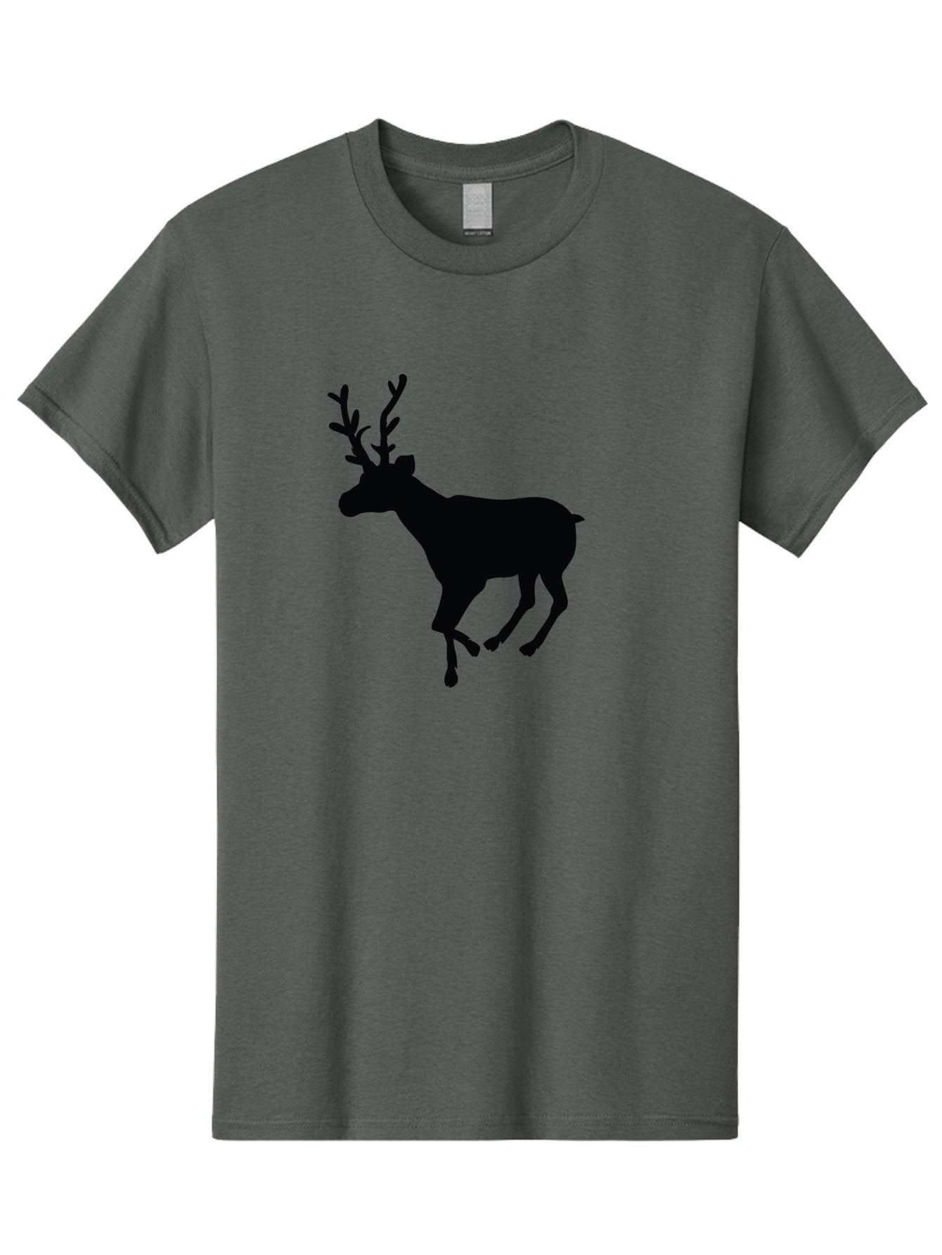 Reindeer-Silhouette Men'S Graphic Tee, 100% Cotton, Comfortable Casual Summer Wear, Machine Washable, Reindeer Silhouette, Deer Running, Antlered Animal, Wildlife Graphic, Festive Design, Winter Symbol, Holiday Icon, Minimalist Art Aad123 8