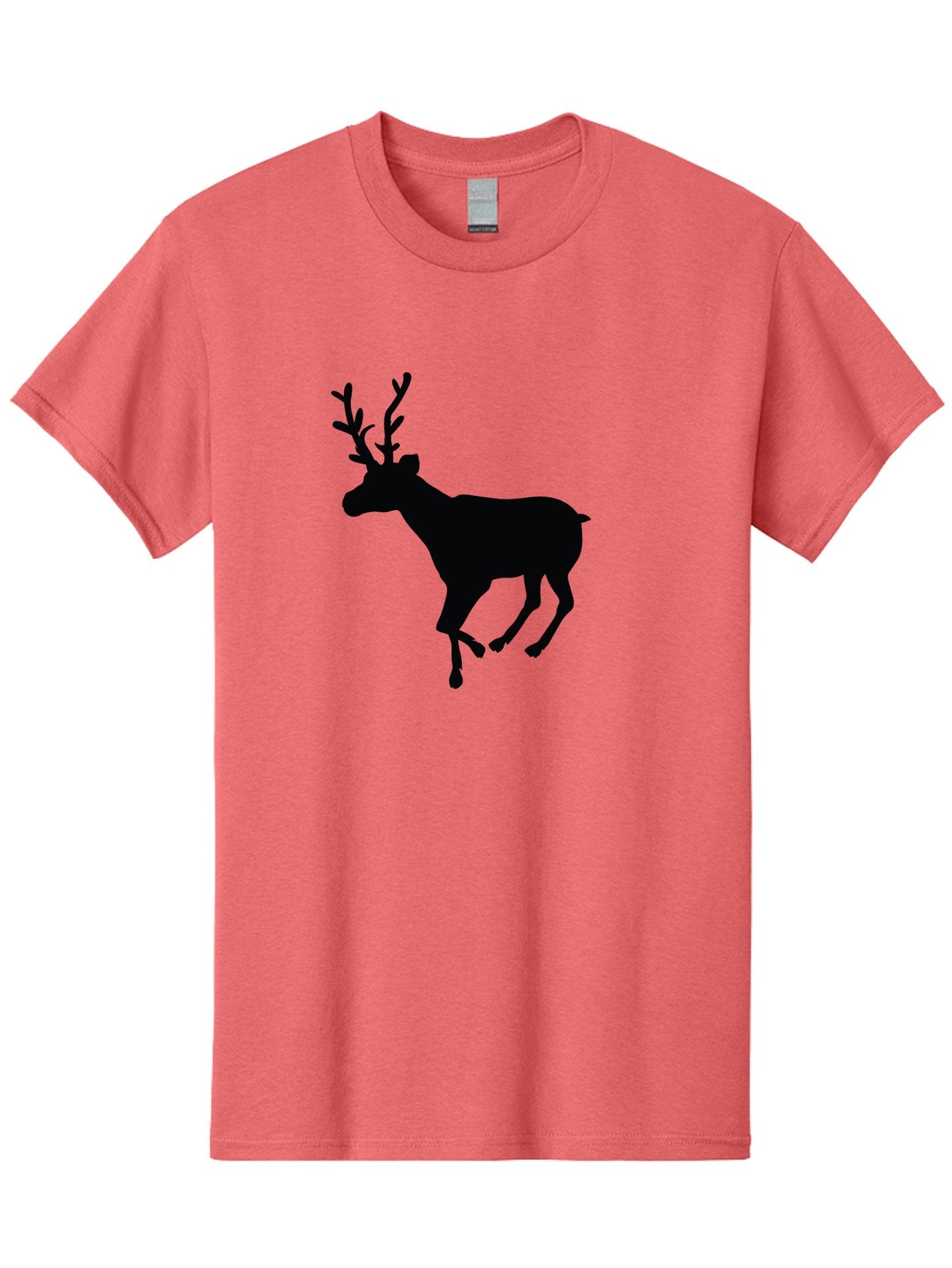 Reindeer-Silhouette Men'S Graphic Tee, 100% Cotton, Comfortable Casual Summer Wear, Machine Washable, Reindeer Silhouette, Deer Running, Antlered Animal, Wildlife Graphic, Festive Design, Winter Symbol, Holiday Icon, Minimalist Art Aad123