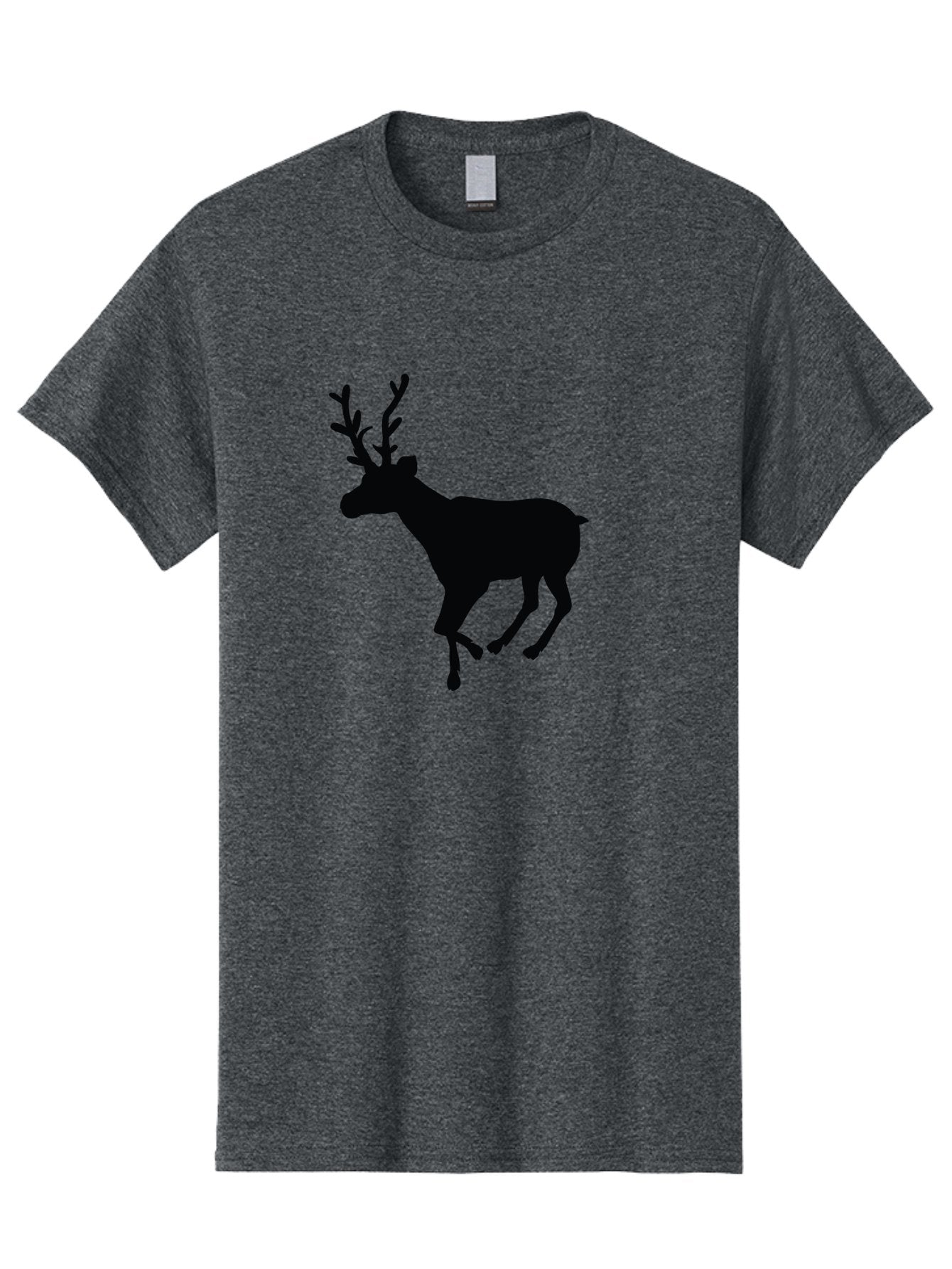Reindeer-Silhouette Men'S Graphic Tee, 100% Cotton, Comfortable Casual Summer Wear, Machine Washable, Reindeer Silhouette, Deer Running, Antlered Animal, Wildlife Graphic, Festive Design, Winter Symbol, Holiday Icon, Minimalist Art Aad123 6
