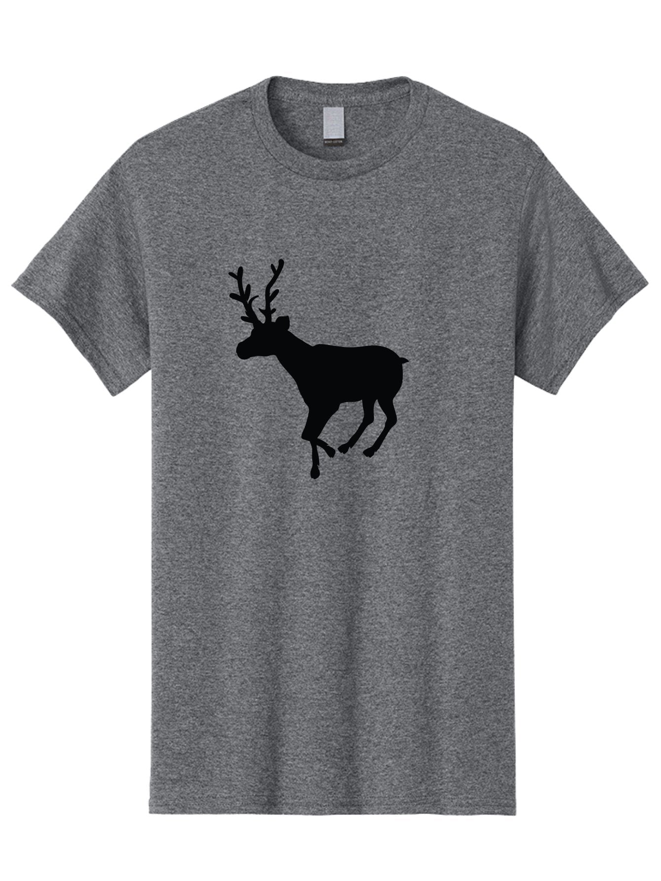 Reindeer-Silhouette Men'S Graphic Tee, 100% Cotton, Comfortable Casual Summer Wear, Machine Washable, Reindeer Silhouette, Deer Running, Antlered Animal, Wildlife Graphic, Festive Design, Winter Symbol, Holiday Icon, Minimalist Art Aad123 12