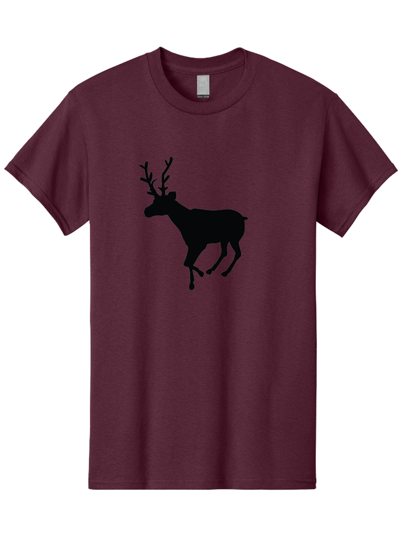 Reindeer-Silhouette Men'S Graphic Tee, 100% Cotton, Comfortable Casual Summer Wear, Machine Washable, Reindeer Silhouette, Deer Running, Antlered Animal, Wildlife Graphic, Festive Design, Winter Symbol, Holiday Icon, Minimalist Art Aad123 3