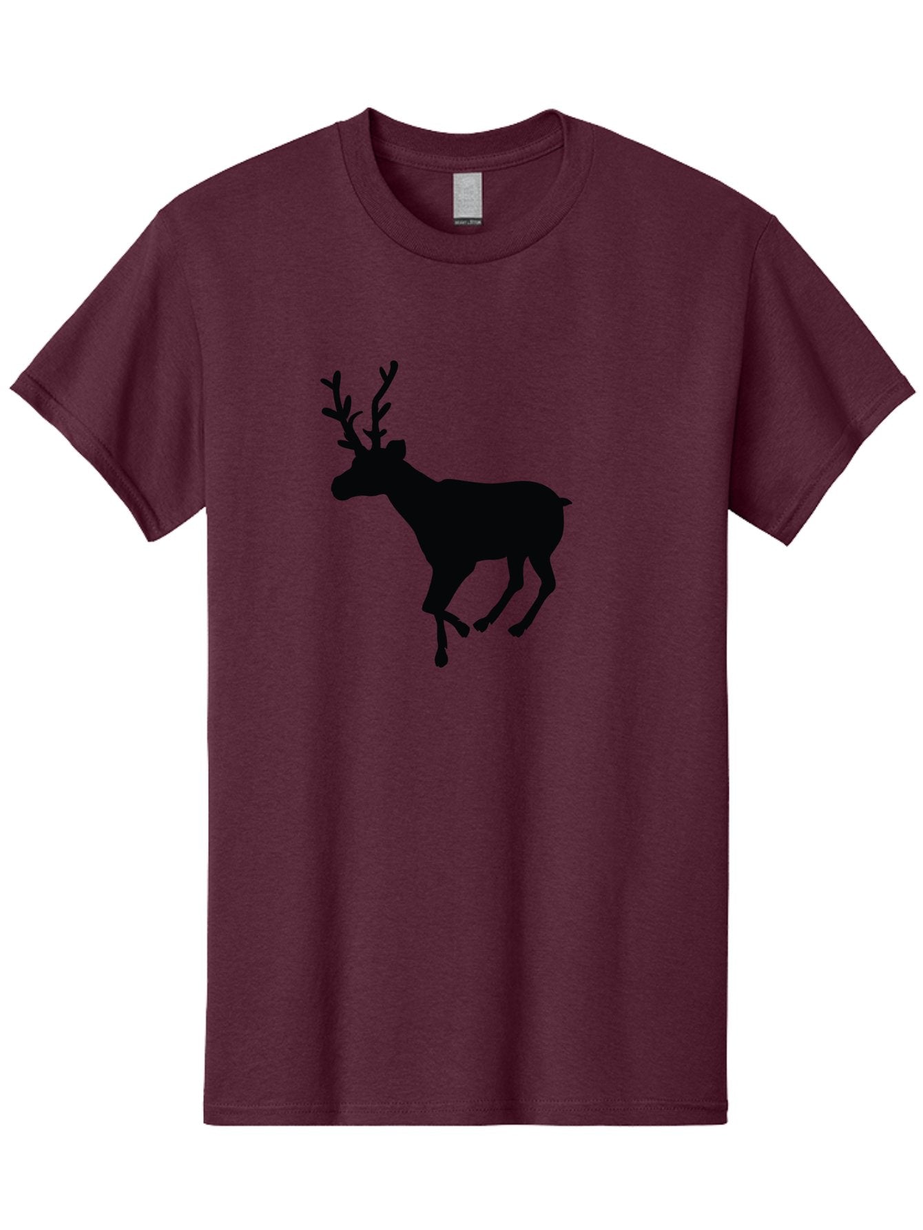 Reindeer-Silhouette Men'S Graphic Tee, 100% Cotton, Comfortable Casual Summer Wear, Machine Washable, Reindeer Silhouette, Deer Running, Antlered Animal, Wildlife Graphic, Festive Design, Winter Symbol, Holiday Icon, Minimalist Art Aad123 14