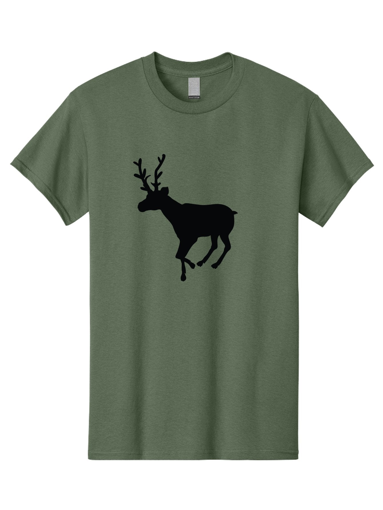 Reindeer-Silhouette Men'S Graphic Tee, 100% Cotton, Comfortable Casual Summer Wear, Machine Washable, Reindeer Silhouette, Deer Running, Antlered Animal, Wildlife Graphic, Festive Design, Winter Symbol, Holiday Icon, Minimalist Art Aad123 13