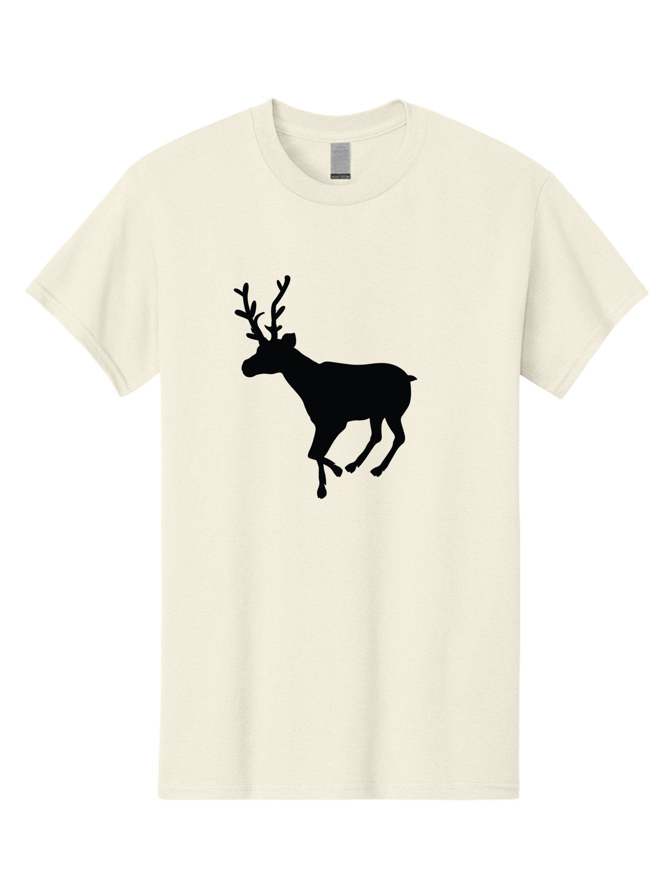 Reindeer-Silhouette Men'S Graphic Tee, 100% Cotton, Comfortable Casual Summer Wear, Machine Washable, Reindeer Silhouette, Deer Running, Antlered Animal, Wildlife Graphic, Festive Design, Winter Symbol, Holiday Icon, Minimalist Art Aad123 11