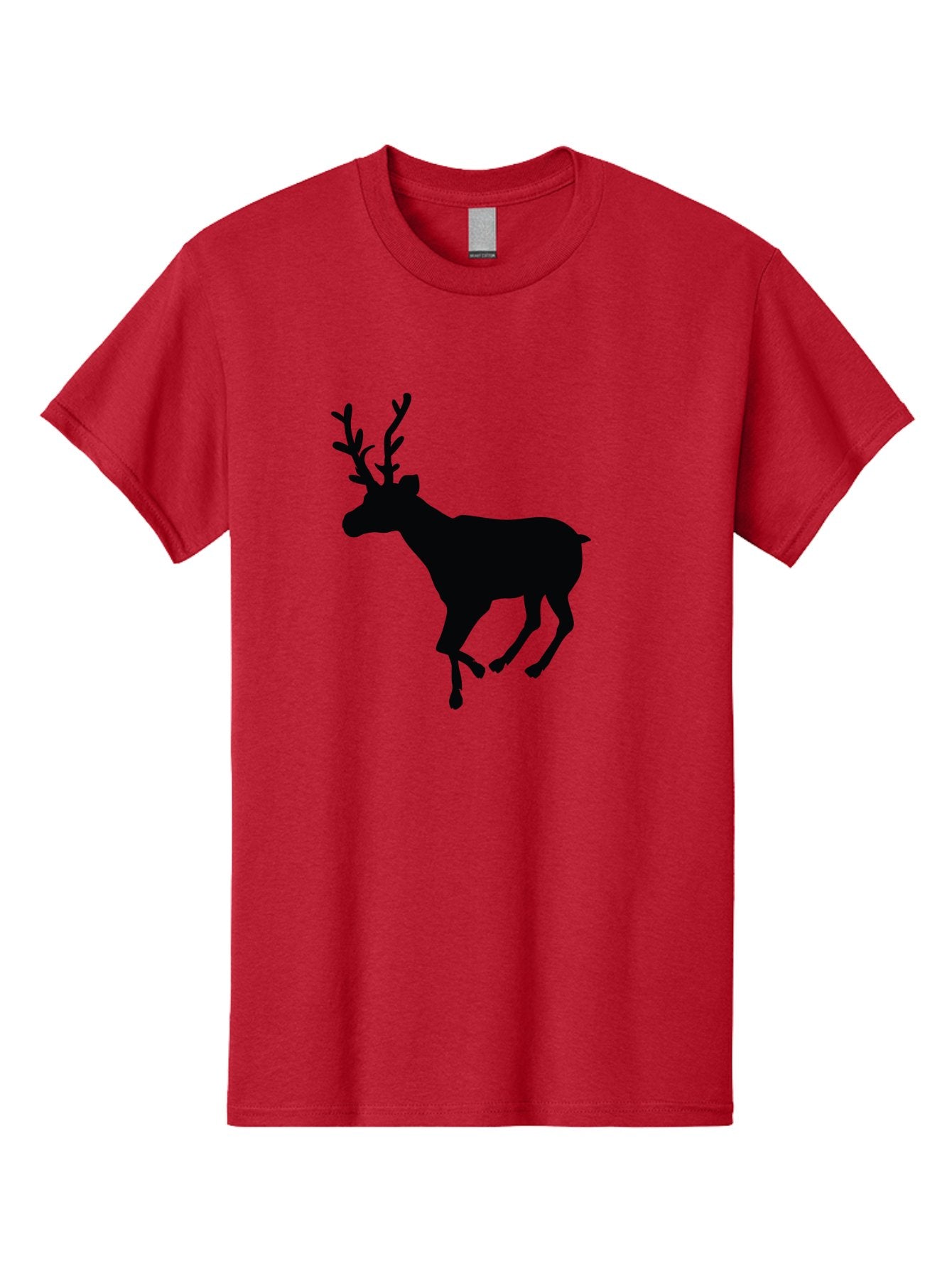 Reindeer-Silhouette Men'S Graphic Tee, 100% Cotton, Comfortable Casual Summer Wear, Machine Washable, Reindeer Silhouette, Deer Running, Antlered Animal, Wildlife Graphic, Festive Design, Winter Symbol, Holiday Icon, Minimalist Art Aad123 9