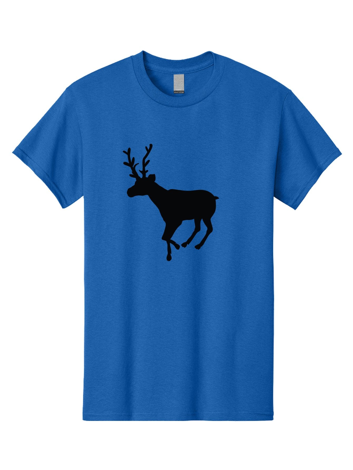 Reindeer-Silhouette Men'S Graphic Tee, 100% Cotton, Comfortable Casual Summer Wear, Machine Washable, Reindeer Silhouette, Deer Running, Antlered Animal, Wildlife Graphic, Festive Design, Winter Symbol, Holiday Icon, Minimalist Art Aad123 4
