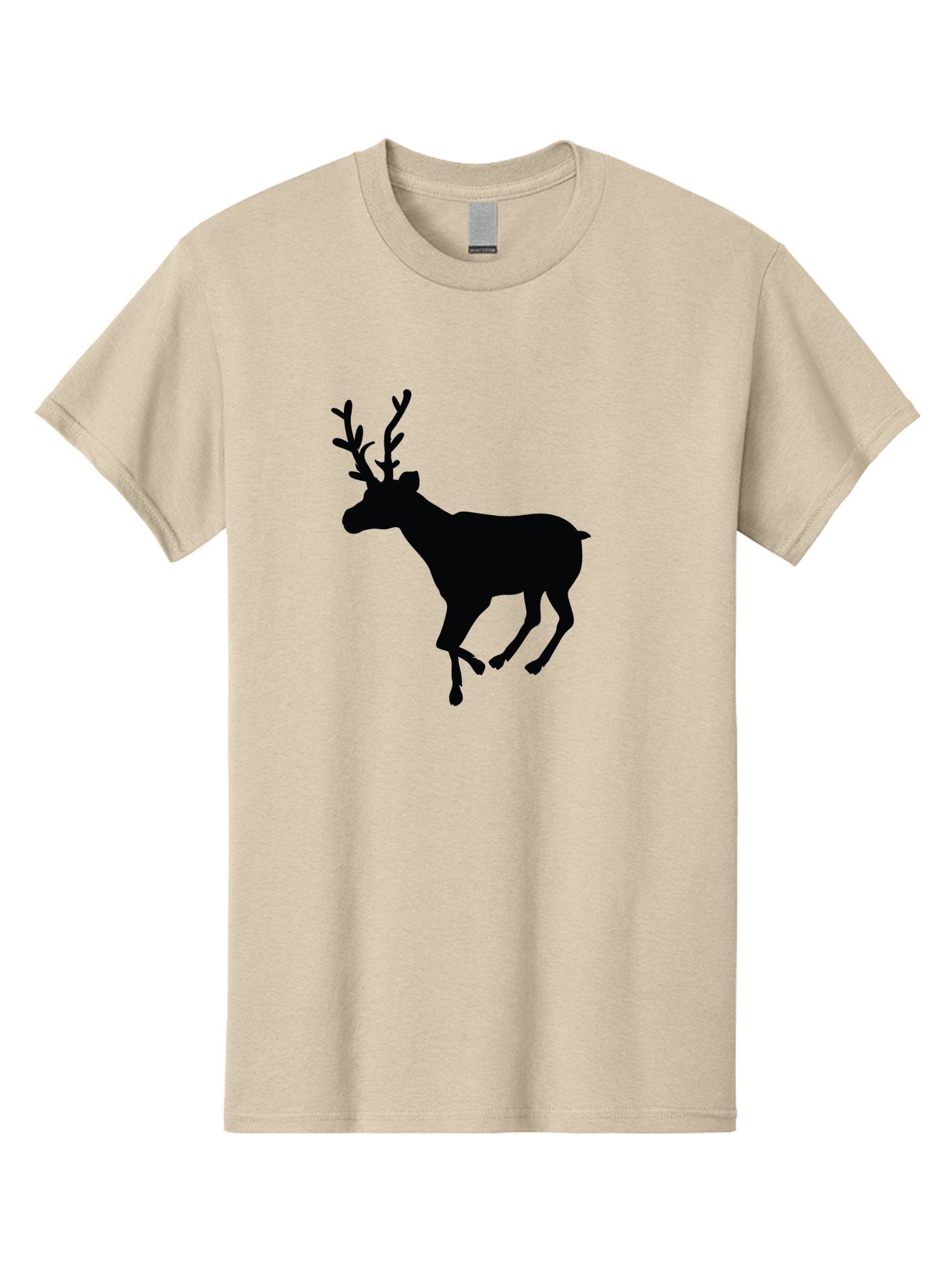 Reindeer-Silhouette Men'S Graphic Tee, 100% Cotton, Comfortable Casual Summer Wear, Machine Washable, Reindeer Silhouette, Deer Running, Antlered Animal, Wildlife Graphic, Festive Design, Winter Symbol, Holiday Icon, Minimalist Art Aad123 3