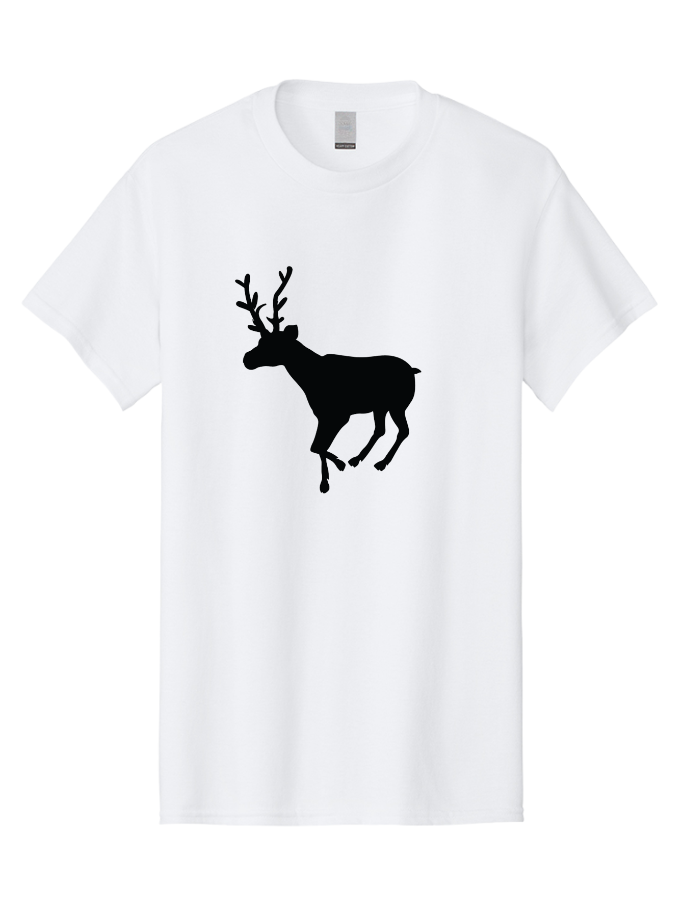 Reindeer-Silhouette Men'S Graphic Tee, 100% Cotton, Comfortable Casual Summer Wear, Machine Washable, Reindeer Silhouette, Deer Running, Antlered Animal, Wildlife Graphic, Festive Design, Winter Symbol, Holiday Icon, Minimalist Art Aad123 27