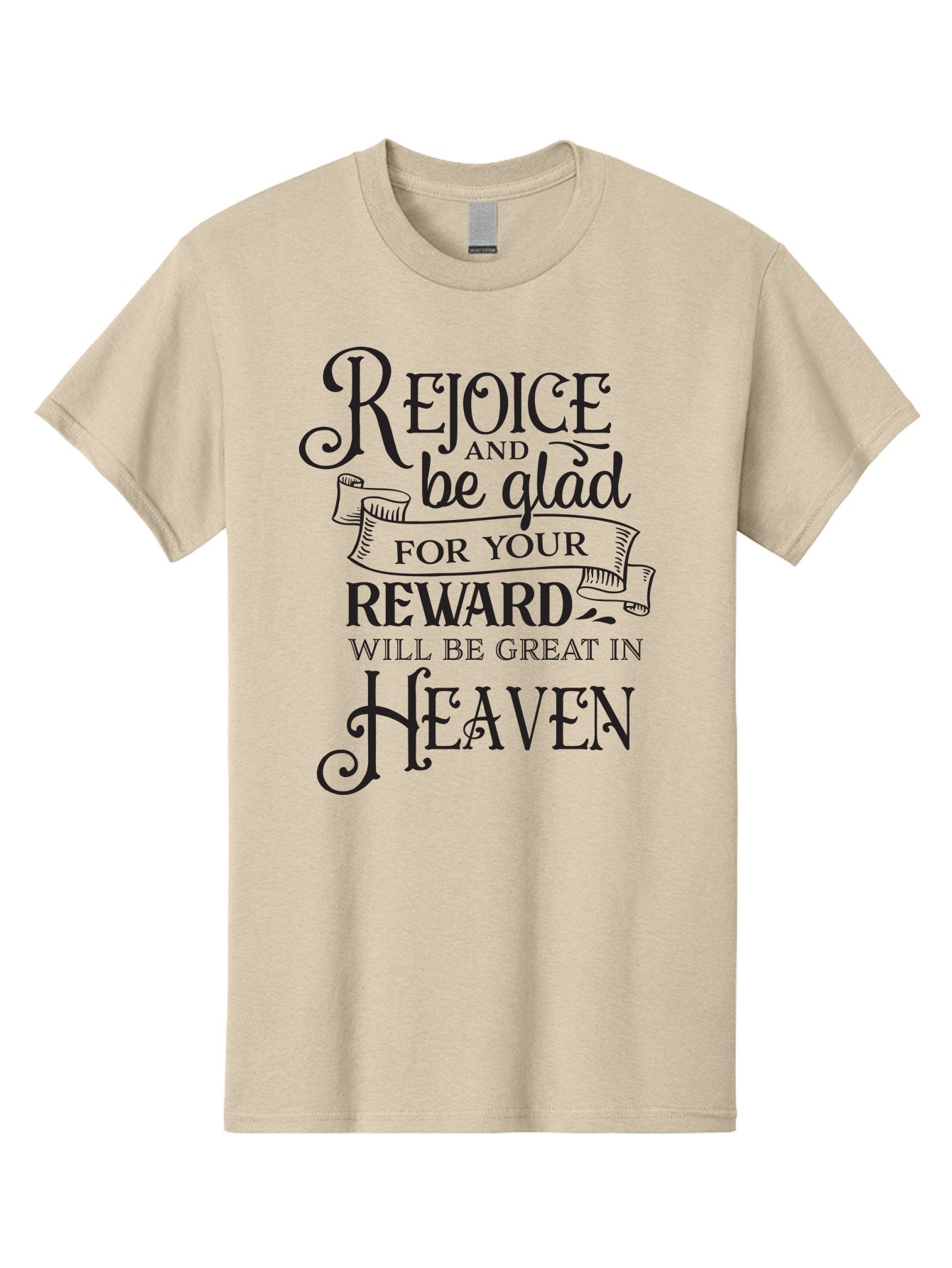 Rejoice-And-Be-Glad Men'S Graphic Tee, 100% Cotton, Comfortable Casual Summer Wear, Machine Washable, Inspirational Quote, Religious Message, Rejoice, Glad, Reward In Heaven, Faith, Scripture, Bible Verse, Motivation, Hope, Heaven Aad125 3