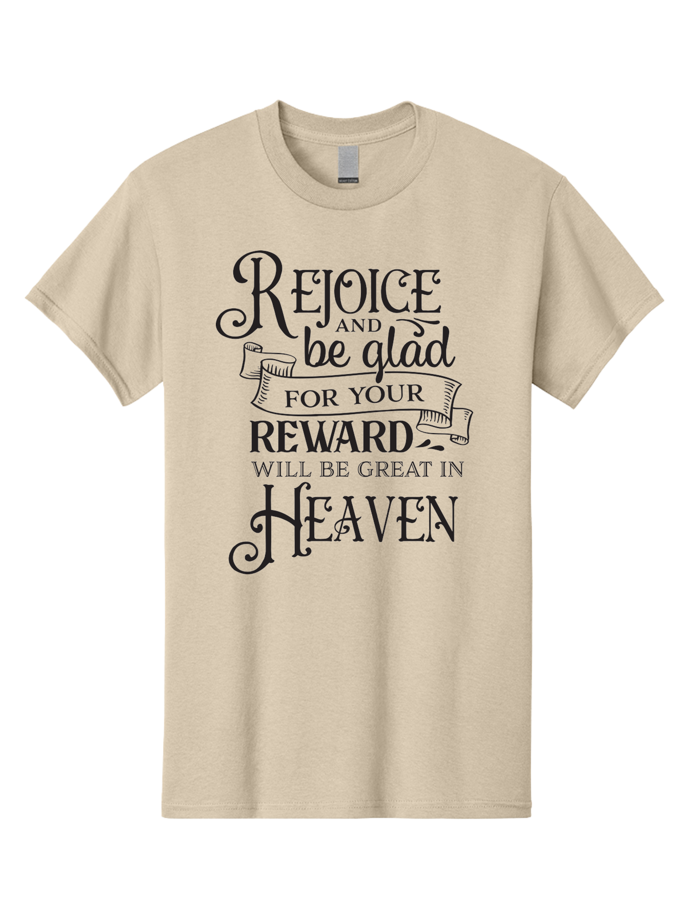 Rejoice-And-Be-Glad Men'S Graphic Tee, 100% Cotton, Comfortable Casual Summer Wear, Machine Washable, Inspirational Quote, Religious Message, Rejoice, Glad, Reward In Heaven, Faith, Scripture, Bible Verse, Motivation, Hope, Heaven Aad125 17