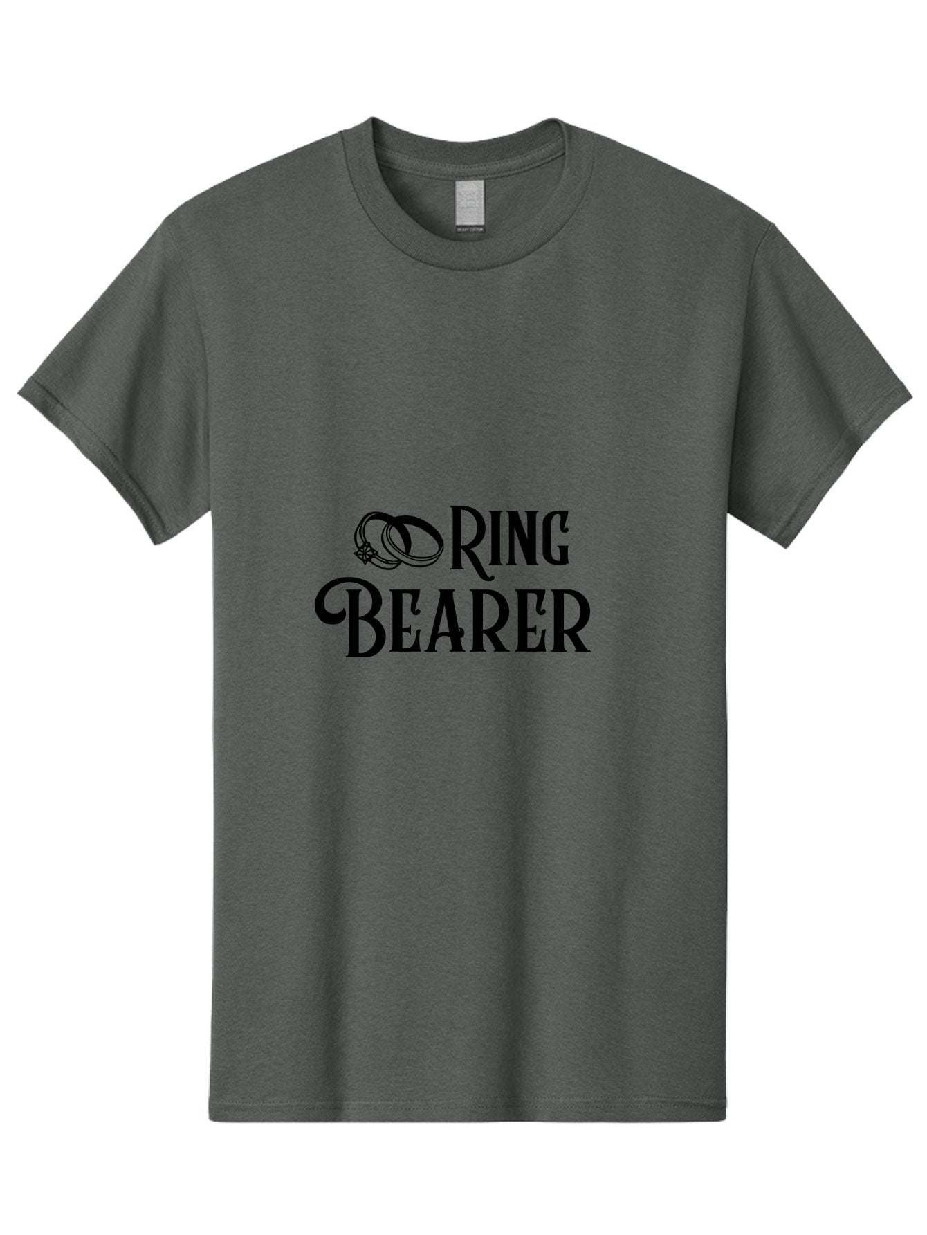 Ring-Bearer Men'S Graphic Tee, 100% Cotton, Comfortable Casual Summer Wear, Machine Washable, Lord Of The Rings Inspired Logo, Ring Bearer Text, Fantasy Font, Ornate Ring Design, Black Lettering, Elegant Typography, Wedding Signage, Aad126 4