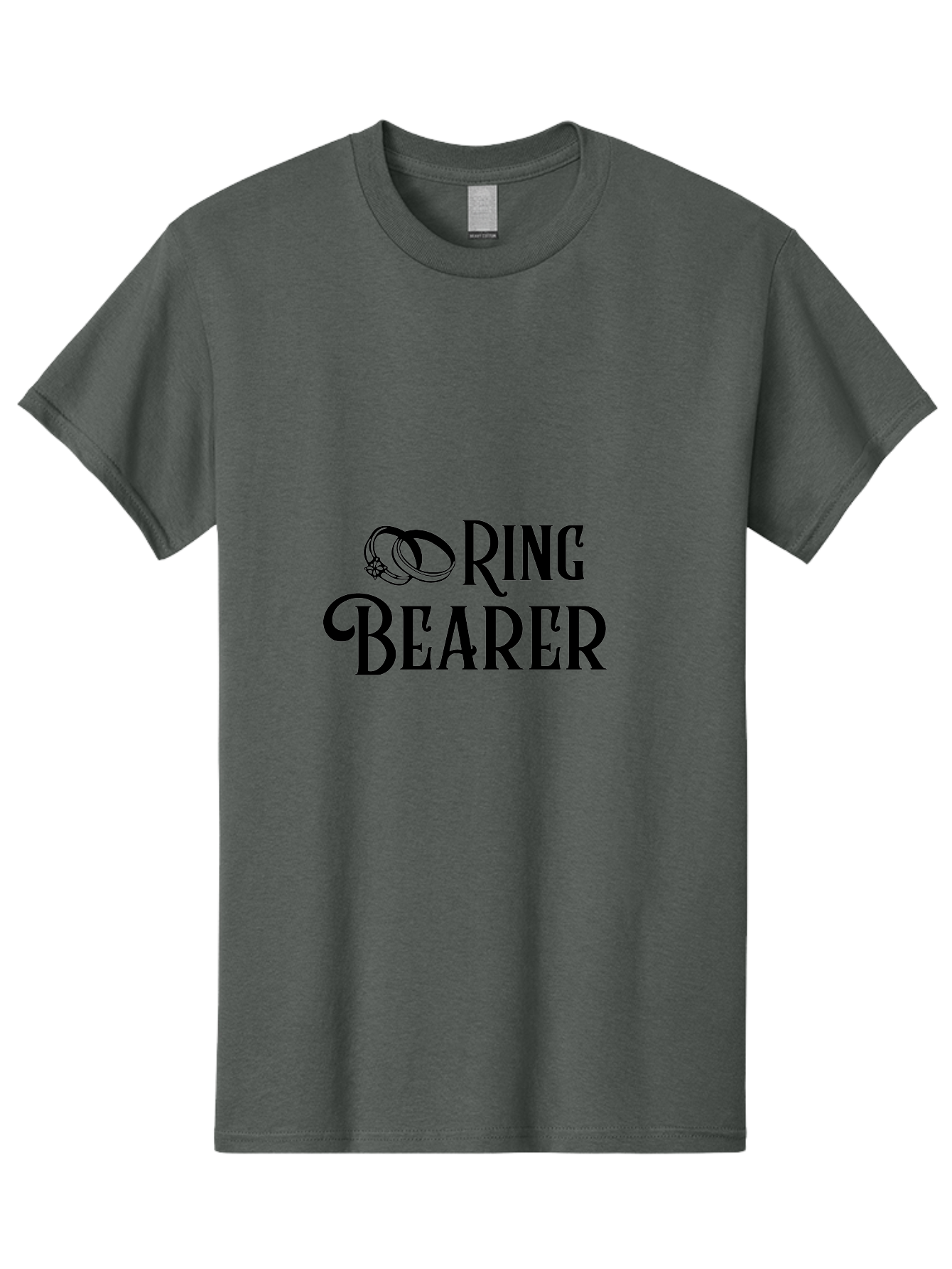 Ring-Bearer Men'S Graphic Tee, 100% Cotton, Comfortable Casual Summer Wear, Machine Washable, Lord Of The Rings Inspired Logo, Ring Bearer Text, Fantasy Font, Ornate Ring Design, Black Lettering, Elegant Typography, Wedding Signage, Aad126 23