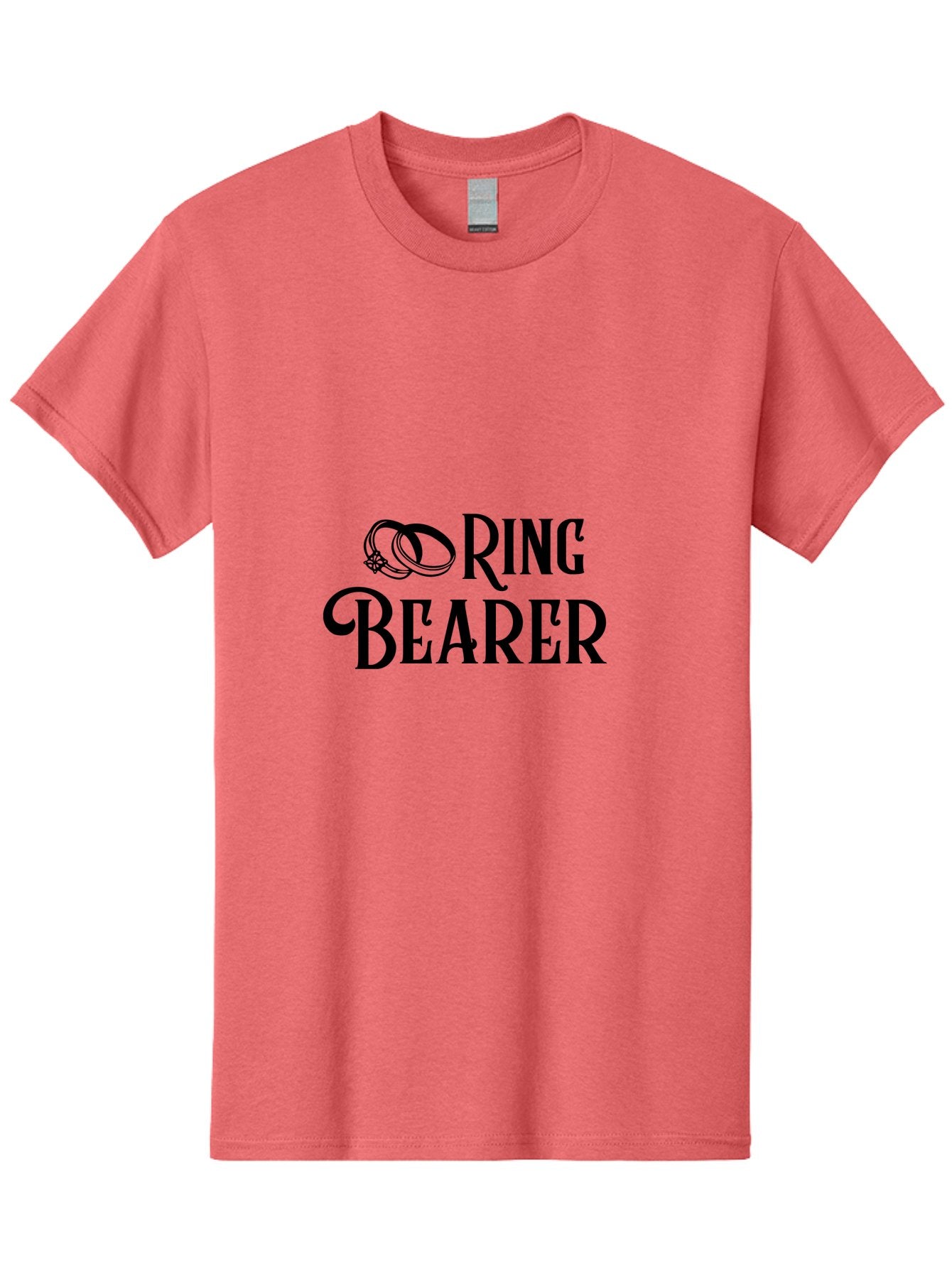 Ring-Bearer Men'S Graphic Tee, 100% Cotton, Comfortable Casual Summer Wear, Machine Washable, Lord Of The Rings Inspired Logo, Ring Bearer Text, Fantasy Font, Ornate Ring Design, Black Lettering, Elegant Typography, Wedding Signage, Aad126 5