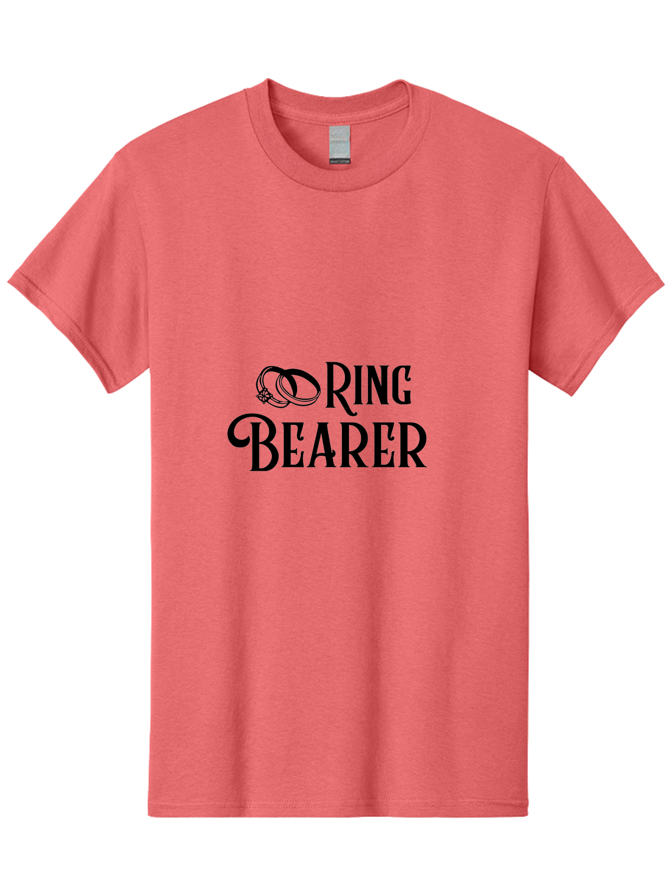 Ring-Bearer Men'S Graphic Tee, 100% Cotton, Comfortable Casual Summer Wear, Machine Washable, Lord Of The Rings Inspired Logo, Ring Bearer Text, Fantasy Font, Ornate Ring Design, Black Lettering, Elegant Typography, Wedding Signage, Aad126 15