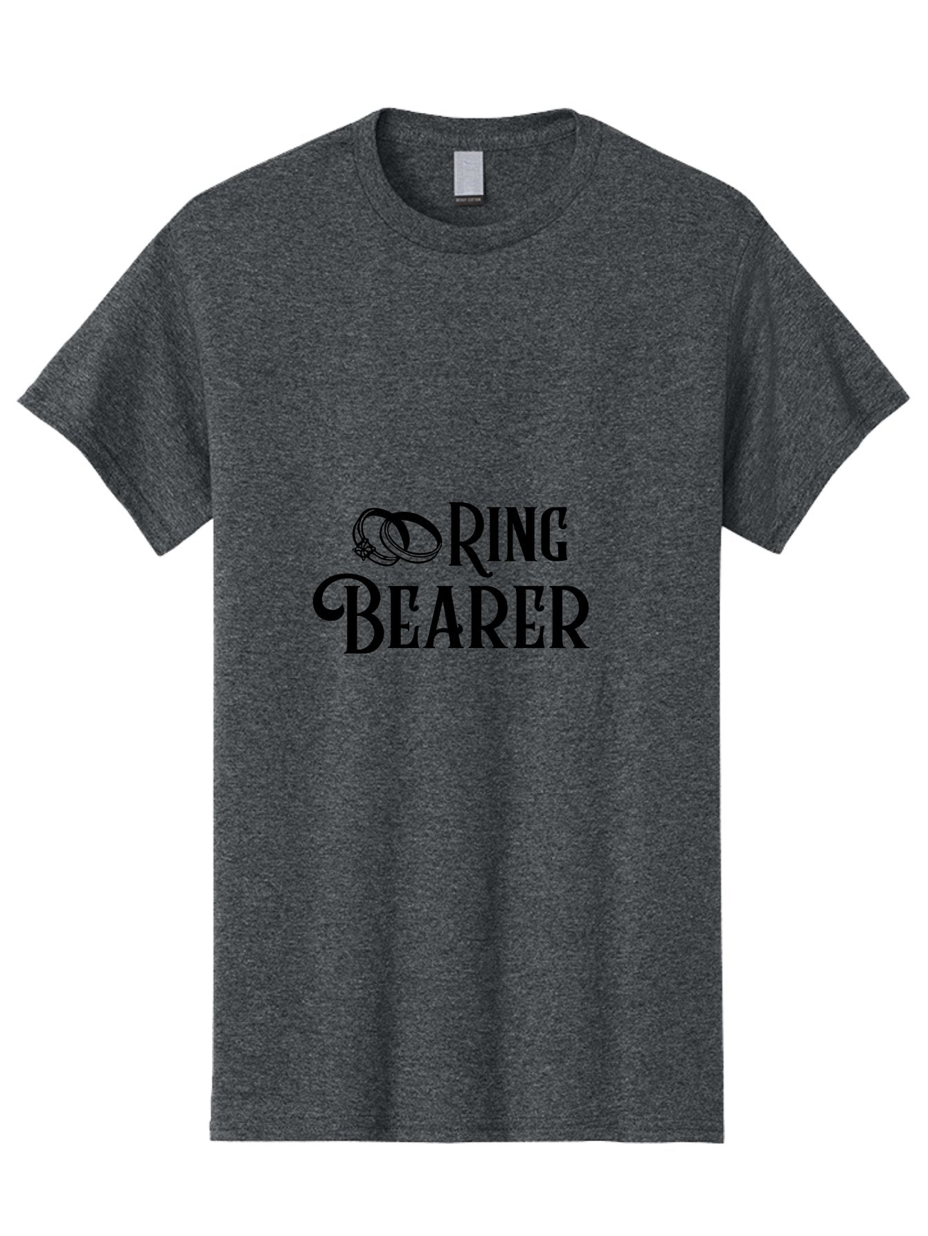 Ring-Bearer Men'S Graphic Tee, 100% Cotton, Comfortable Casual Summer Wear, Machine Washable, Lord Of The Rings Inspired Logo, Ring Bearer Text, Fantasy Font, Ornate Ring Design, Black Lettering, Elegant Typography, Wedding Signage, Aad126 7