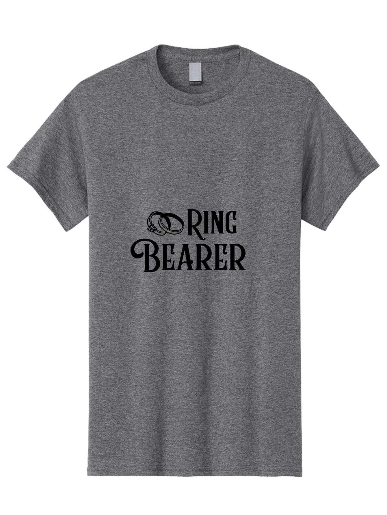 Ring-Bearer Men'S Graphic Tee, 100% Cotton, Comfortable Casual Summer Wear, Machine Washable, Lord Of The Rings Inspired Logo, Ring Bearer Text, Fantasy Font, Ornate Ring Design, Black Lettering, Elegant Typography, Wedding Signage, Aad126 9