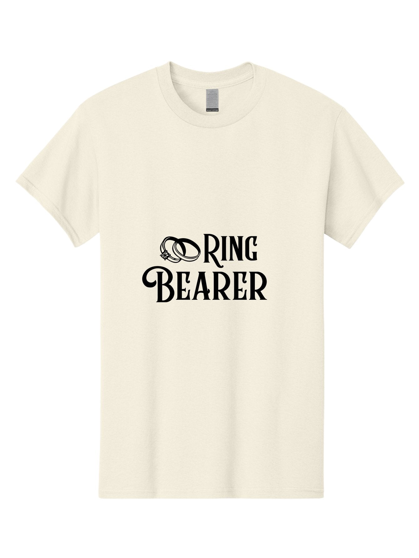 Ring-Bearer Men'S Graphic Tee, 100% Cotton, Comfortable Casual Summer Wear, Machine Washable, Lord Of The Rings Inspired Logo, Ring Bearer Text, Fantasy Font, Ornate Ring Design, Black Lettering, Elegant Typography, Wedding Signage, Aad126 3