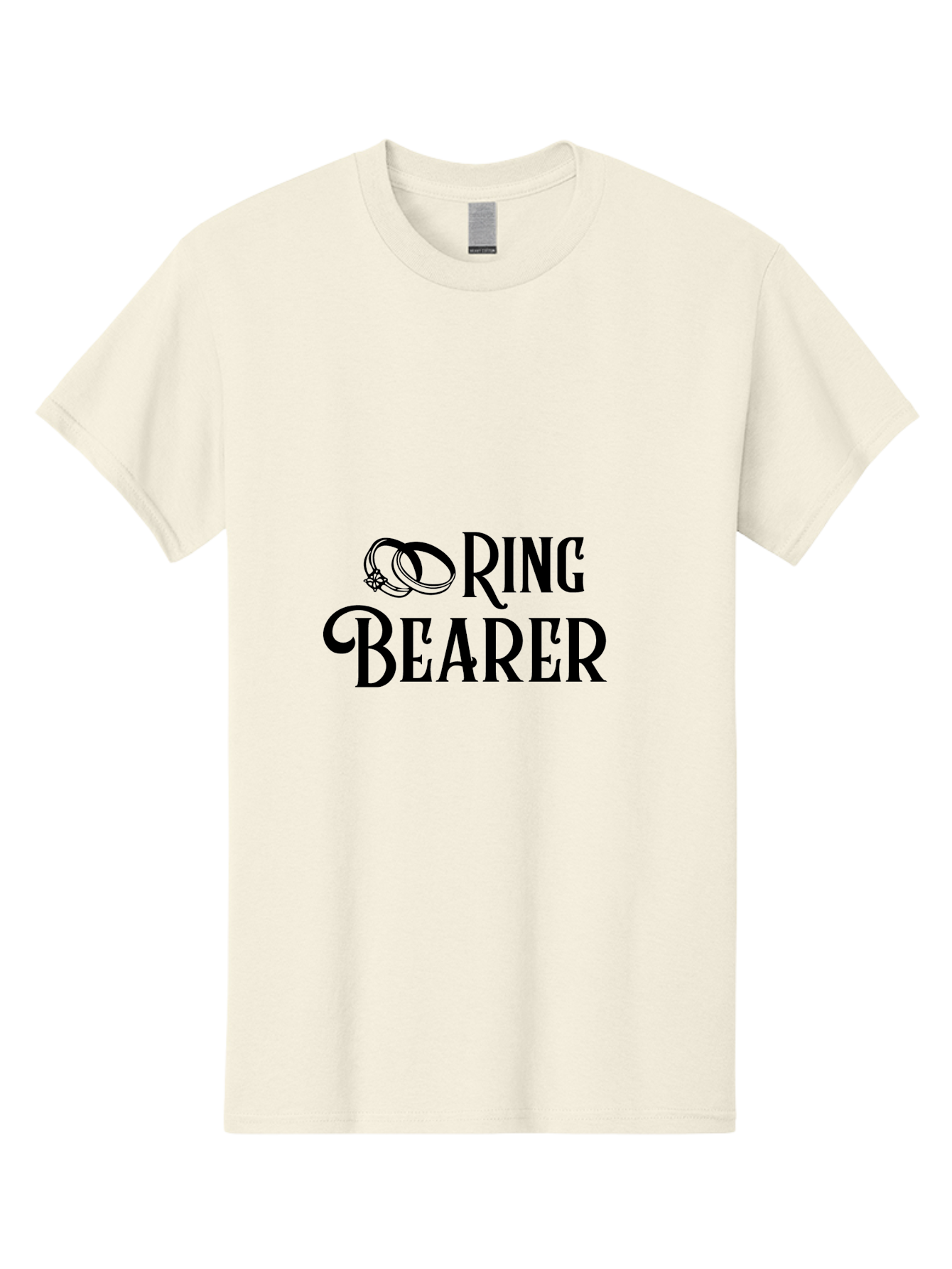 Ring-Bearer Men'S Graphic Tee, 100% Cotton, Comfortable Casual Summer Wear, Machine Washable, Lord Of The Rings Inspired Logo, Ring Bearer Text, Fantasy Font, Ornate Ring Design, Black Lettering, Elegant Typography, Wedding Signage, Aad126 17