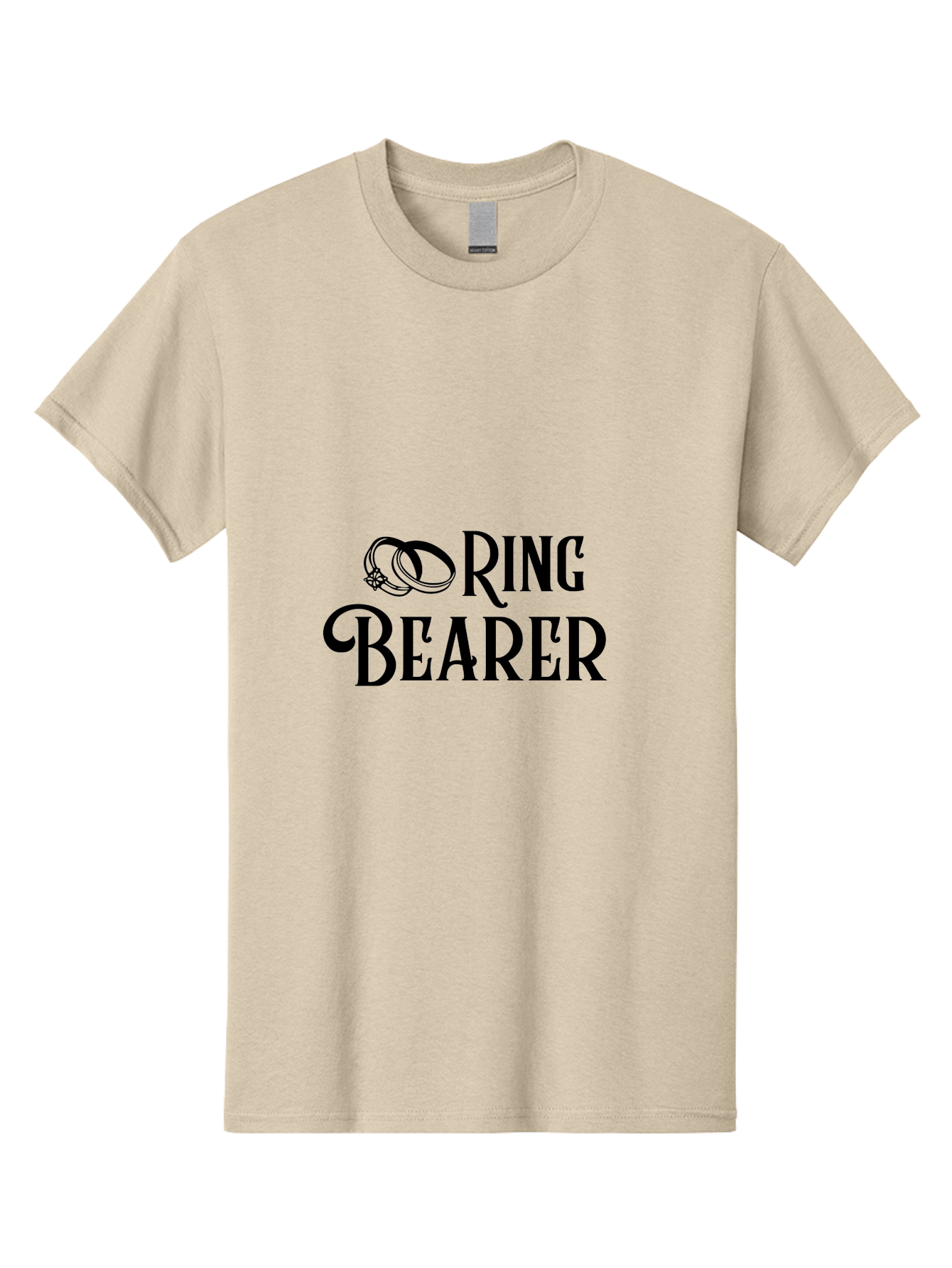 Ring-Bearer Men'S Graphic Tee, 100% Cotton, Comfortable Casual Summer Wear, Machine Washable, Lord Of The Rings Inspired Logo, Ring Bearer Text, Fantasy Font, Ornate Ring Design, Black Lettering, Elegant Typography, Wedding Signage, Aad126 5