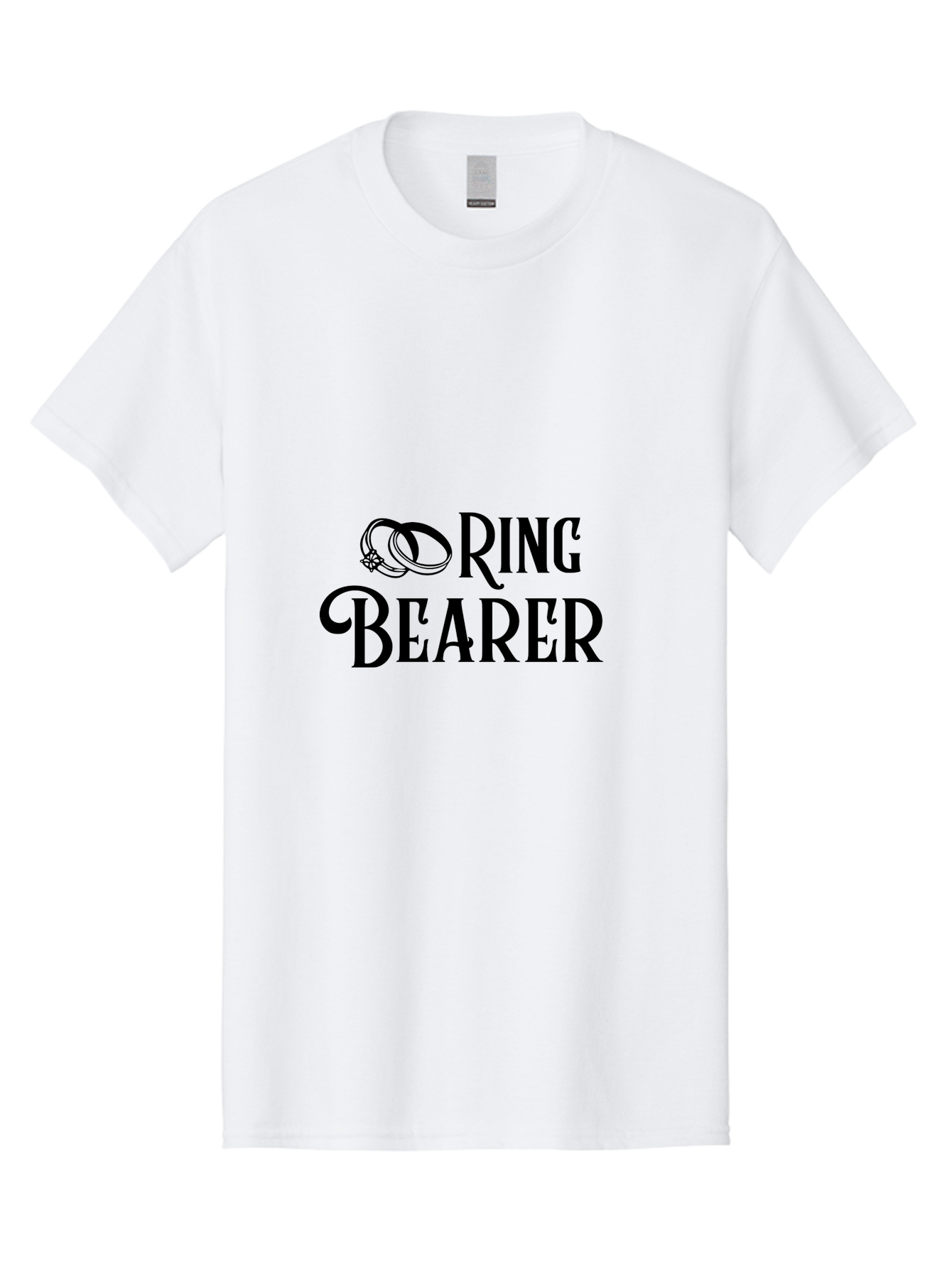 Ring-Bearer Men'S Graphic Tee, 100% Cotton, Comfortable Casual Summer Wear, Machine Washable, Lord Of The Rings Inspired Logo, Ring Bearer Text, Fantasy Font, Ornate Ring Design, Black Lettering, Elegant Typography, Wedding Signage, Aad126 3