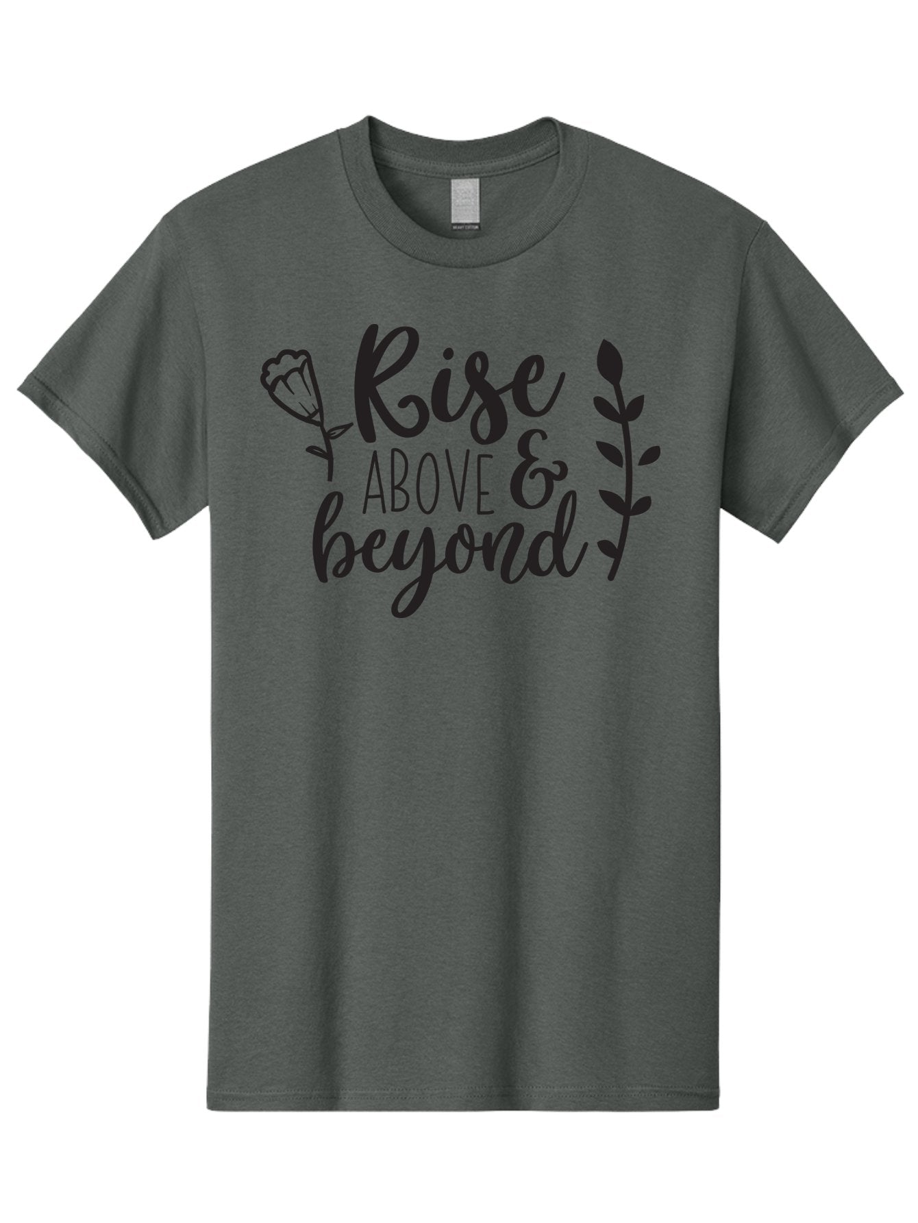 Rise-Above-Beyond Men'S Graphic Tee, 100% Cotton, Comfortable Casual Summer Wear, Machine Washable, Inspirational Quote, Motivational Phrase, Rise Above, Personal Growth, Self-Improvement, Floral Design, Leafy Elements, Uplifting Message, Aad128 15