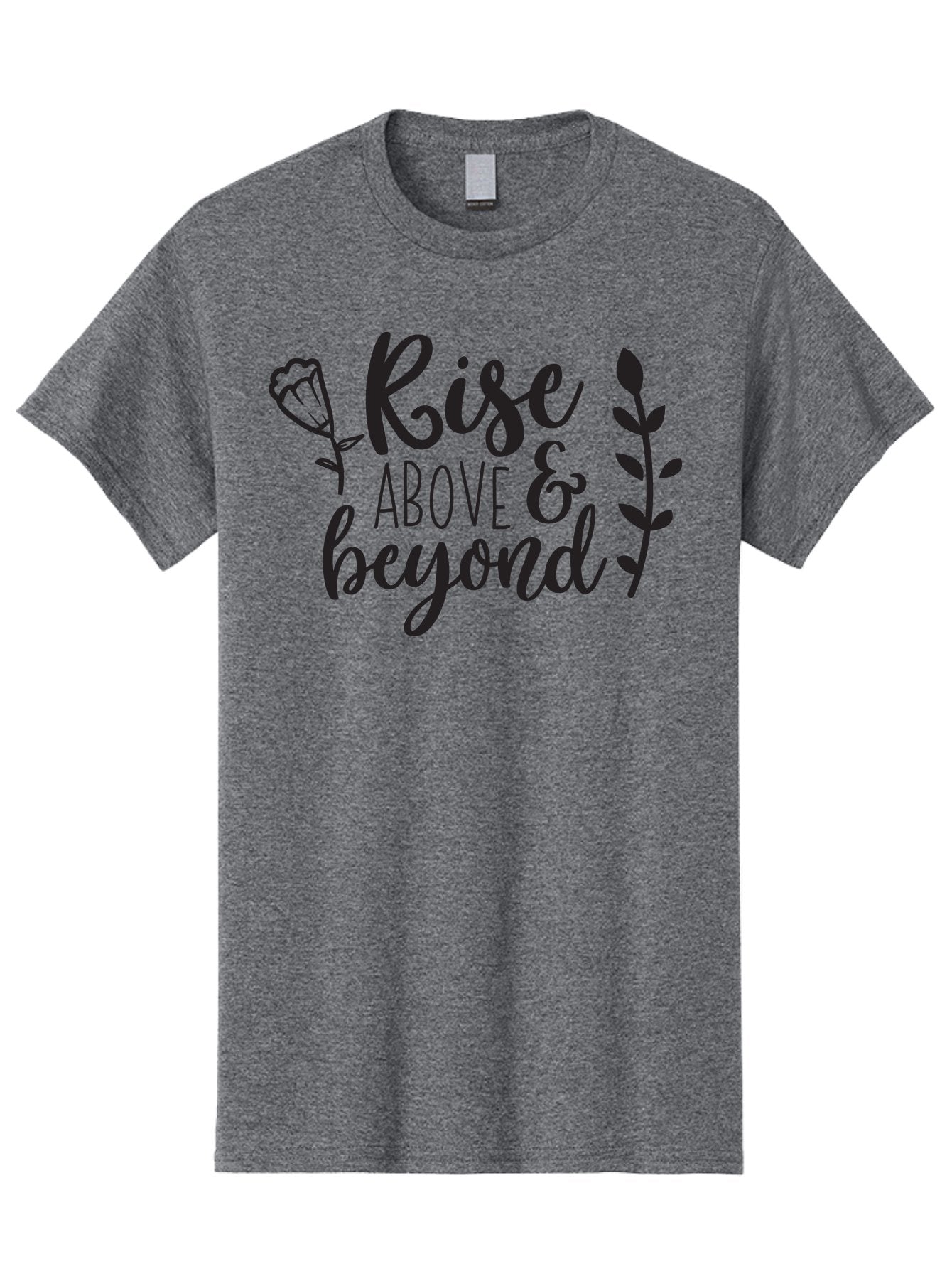 Rise-Above-Beyond Men'S Graphic Tee, 100% Cotton, Comfortable Casual Summer Wear, Machine Washable, Inspirational Quote, Motivational Phrase, Rise Above, Personal Growth, Self-Improvement, Floral Design, Leafy Elements, Uplifting Message, Aad128 4