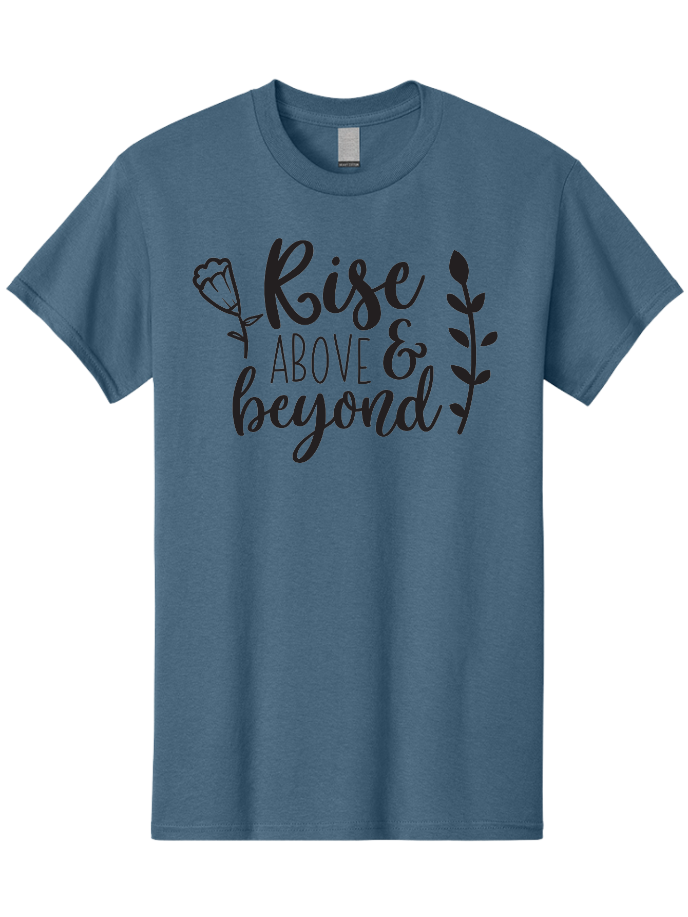 Rise-Above-Beyond Men'S Graphic Tee, 100% Cotton, Comfortable Casual Summer Wear, Machine Washable, Inspirational Quote, Motivational Phrase, Rise Above, Personal Growth, Self-Improvement, Floral Design, Leafy Elements, Uplifting Message, Aad128 3