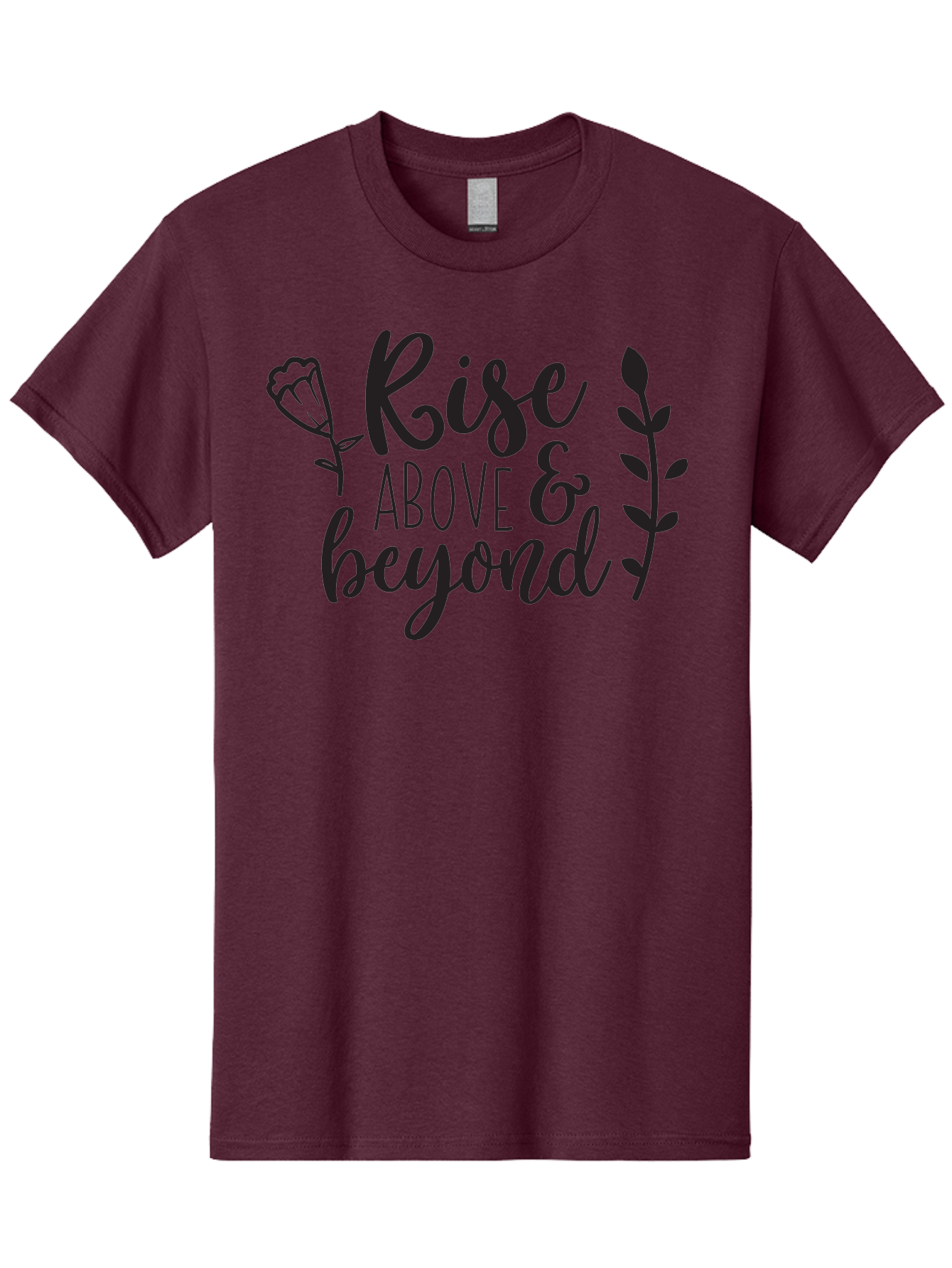 Rise-Above-Beyond Men'S Graphic Tee, 100% Cotton, Comfortable Casual Summer Wear, Machine Washable, Inspirational Quote, Motivational Phrase, Rise Above, Personal Growth, Self-Improvement, Floral Design, Leafy Elements, Uplifting Message, Aad128 5