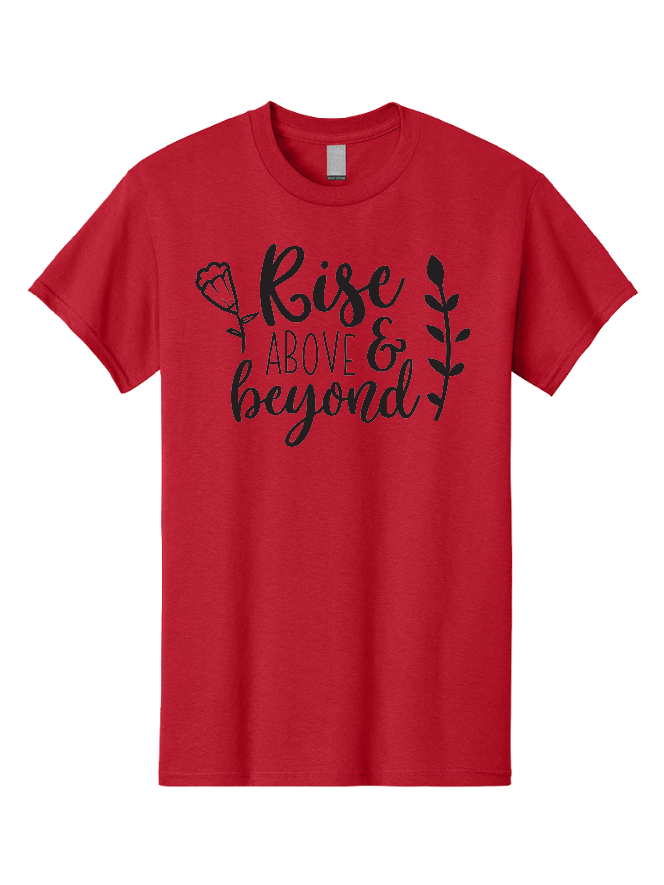 Rise-Above-Beyond Men'S Graphic Tee, 100% Cotton, Comfortable Casual Summer Wear, Machine Washable, Inspirational Quote, Motivational Phrase, Rise Above, Personal Growth, Self-Improvement, Floral Design, Leafy Elements, Uplifting Message, Aad128 15