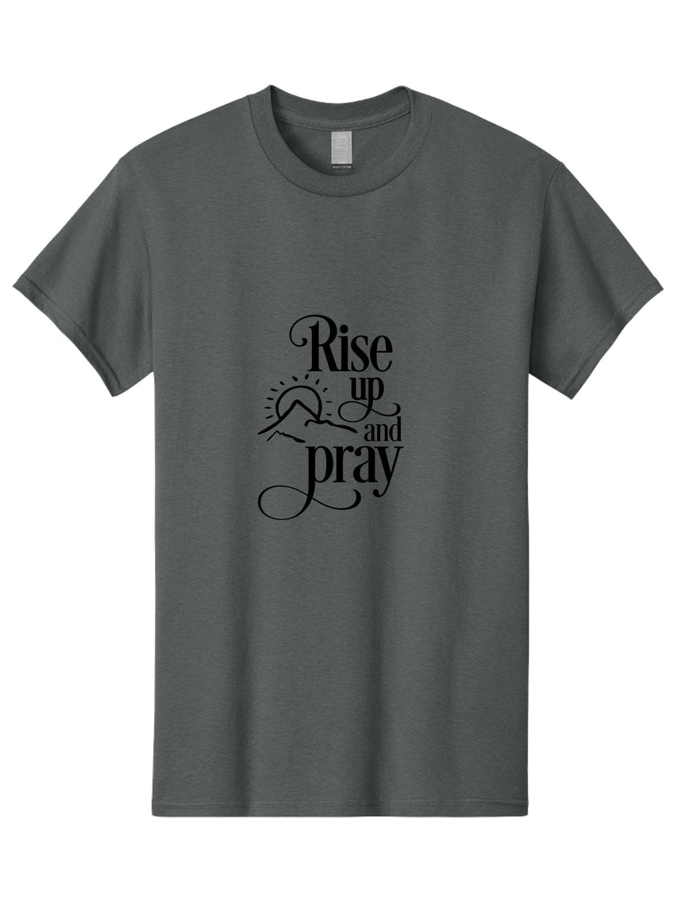Rise-Up-And-Pray Men'S Graphic Tee, 100% Cotton, Comfortable Casual Summer Wear, Machine Washable, Inspirational Quote, Motivational Phrase, Rise Up And Pray, Morning Prayer, Sunrise, Mountains, Faith, Spirituality Aad130 7