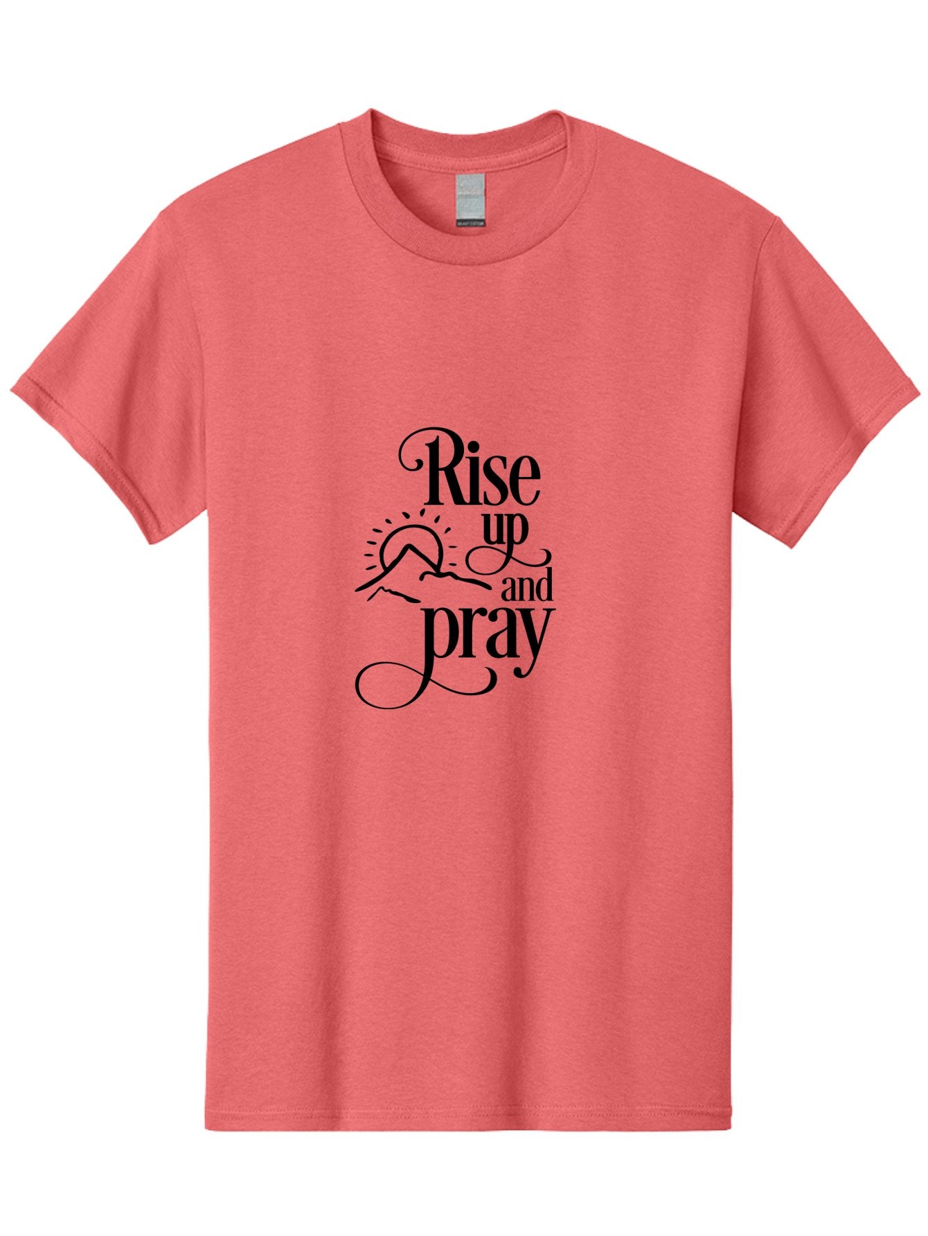 Rise-Up-And-Pray Men'S Graphic Tee, 100% Cotton, Comfortable Casual Summer Wear, Machine Washable, Inspirational Quote, Motivational Phrase, Rise Up And Pray, Morning Prayer, Sunrise, Mountains, Faith, Spirituality Aad130 5