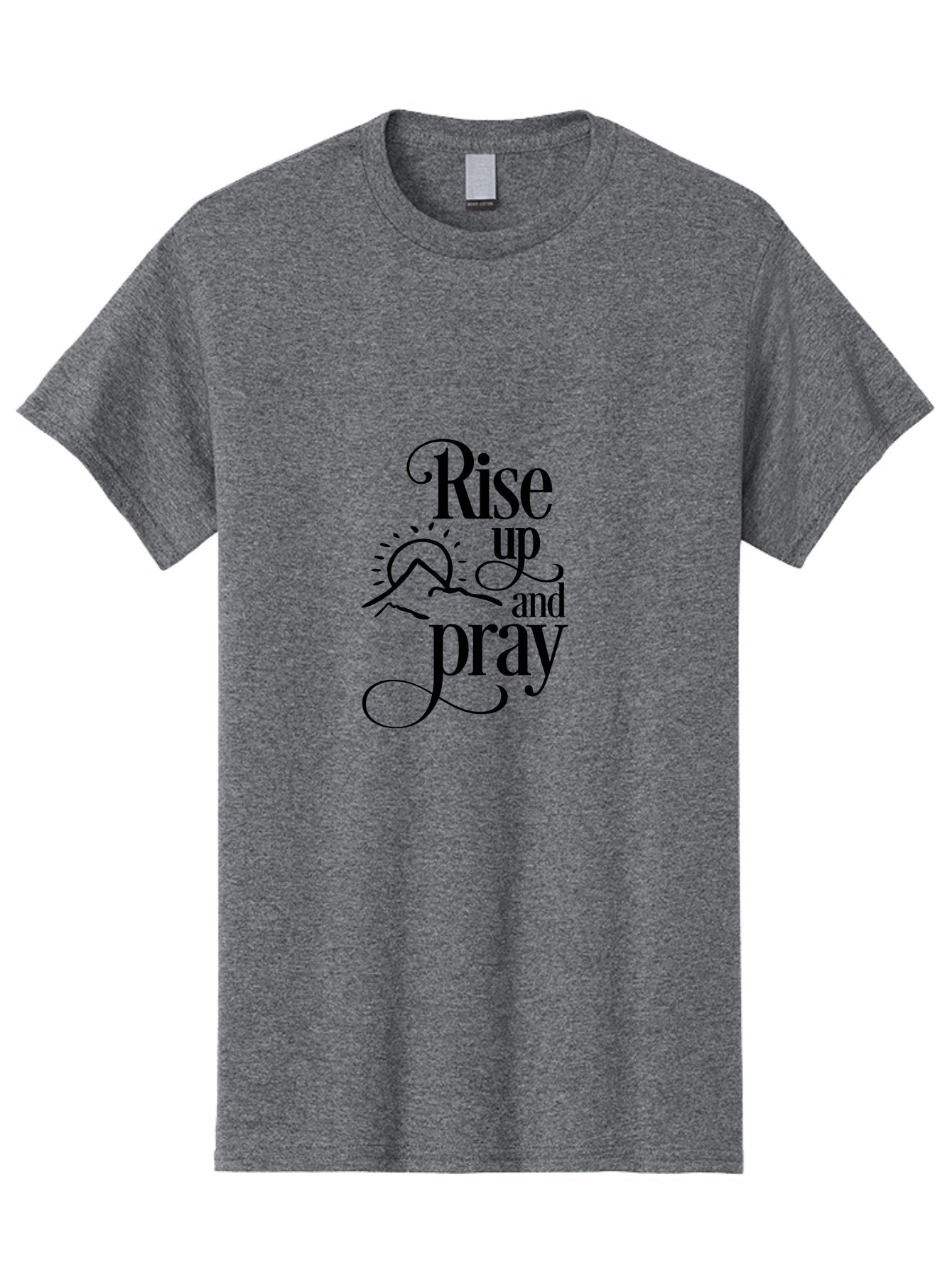Rise-Up-And-Pray Men'S Graphic Tee, 100% Cotton, Comfortable Casual Summer Wear, Machine Washable, Inspirational Quote, Motivational Phrase, Rise Up And Pray, Morning Prayer, Sunrise, Mountains, Faith, Spirituality Aad130 8