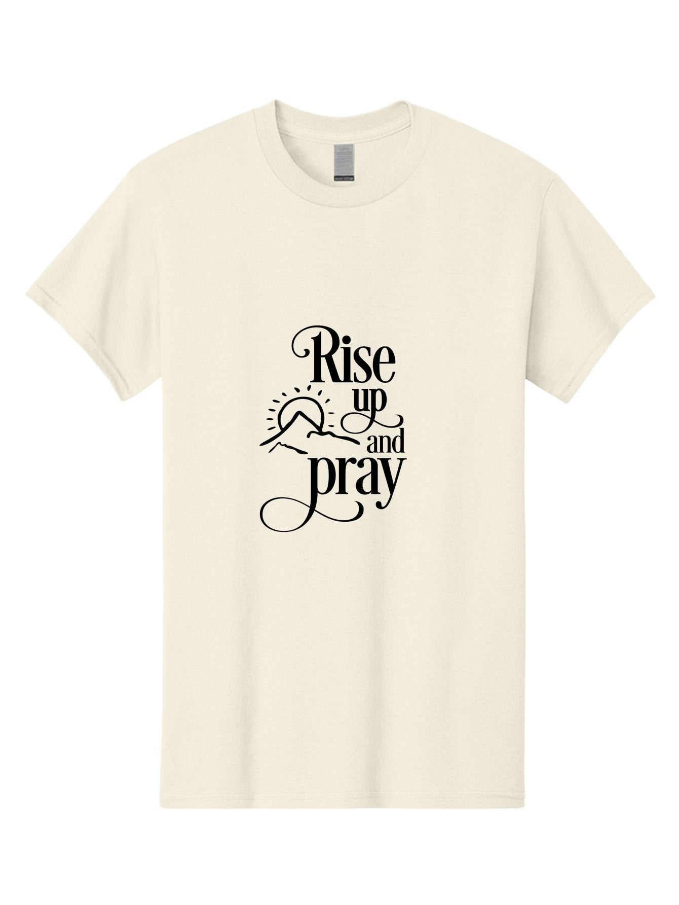 Rise-Up-And-Pray Men'S Graphic Tee, 100% Cotton, Comfortable Casual Summer Wear, Machine Washable, Inspirational Quote, Motivational Phrase, Rise Up And Pray, Morning Prayer, Sunrise, Mountains, Faith, Spirituality Aad130 15