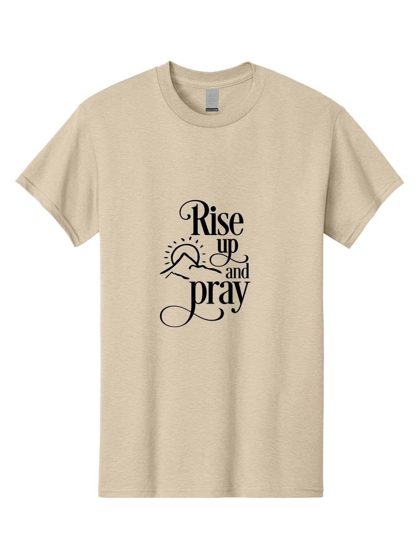 Rise-Up-And-Pray Men'S Graphic Tee, 100% Cotton, Comfortable Casual Summer Wear, Machine Washable, Inspirational Quote, Motivational Phrase, Rise Up And Pray, Morning Prayer, Sunrise, Mountains, Faith, Spirituality Aad130 12