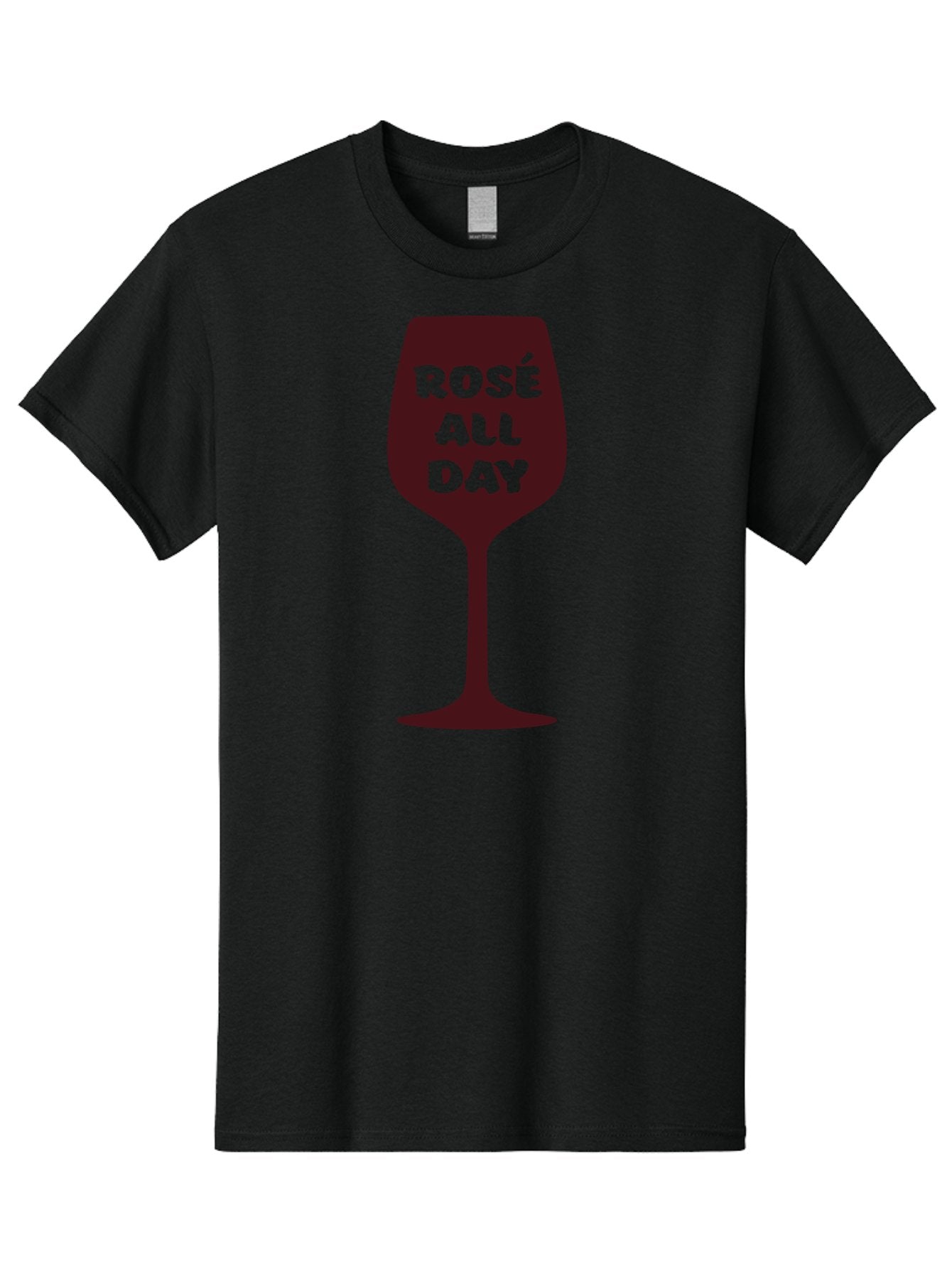 Rose-All-Day Men'S Graphic Tee, 100% Cotton, Comfortable Casual Summer Wear, Machine Washable, Wine Glass, Rose Wine, Rosé All Day, Wine Lover, Relaxed Atmosphere, Casual Drinking, Fun Phrase, Wine Culture Aad131