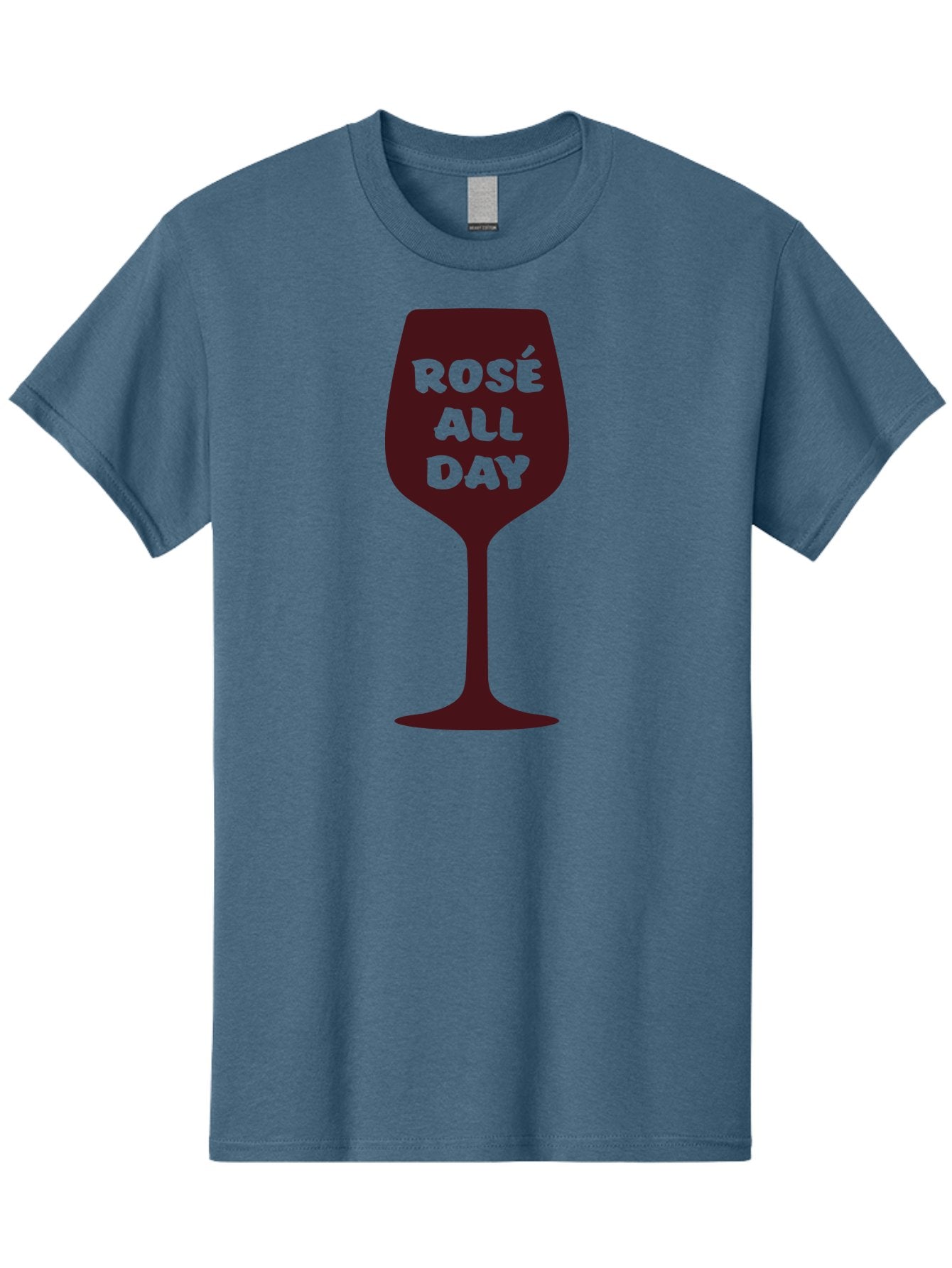 Rose-All-Day Men'S Graphic Tee, 100% Cotton, Comfortable Casual Summer Wear, Machine Washable, Wine Glass, Rose Wine, Rosé All Day, Wine Lover, Relaxed Atmosphere, Casual Drinking, Fun Phrase, Wine Culture Aad131 13
