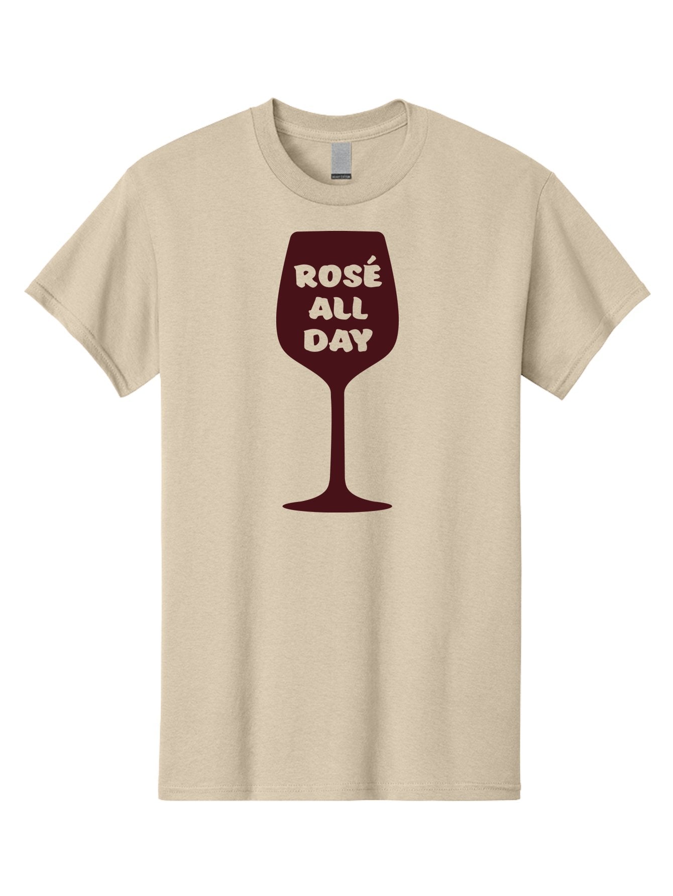 Rose-All-Day Men'S Graphic Tee, 100% Cotton, Comfortable Casual Summer Wear, Machine Washable, Wine Glass, Rose Wine, Rosé All Day, Wine Lover, Relaxed Atmosphere, Casual Drinking, Fun Phrase, Wine Culture Aad131 4