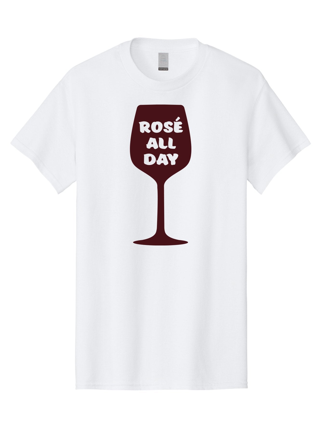 Rose-All-Day Men'S Graphic Tee, 100% Cotton, Comfortable Casual Summer Wear, Machine Washable, Wine Glass, Rose Wine, Rosé All Day, Wine Lover, Relaxed Atmosphere, Casual Drinking, Fun Phrase, Wine Culture Aad131 3