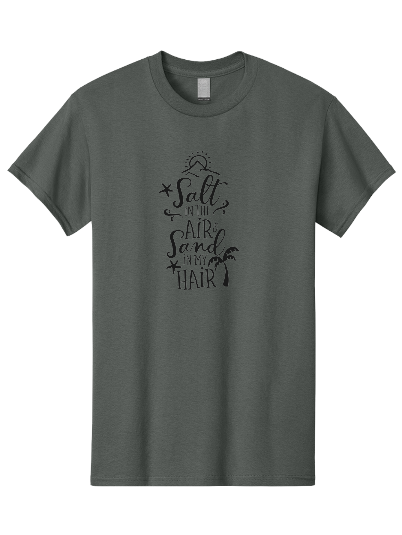 Salt-In-The-Air-Sand-In-My-Hair Men'S Graphic Tee, 100% Cotton, Comfortable Casual Summer Wear, Machine Washable, Beach Quote, Coastal Vibe, Ocean Breeze, Seaside Charm, Summer Inspiration, Salt In The Air & Sand In My Hair, Beachy Feel, Aad133