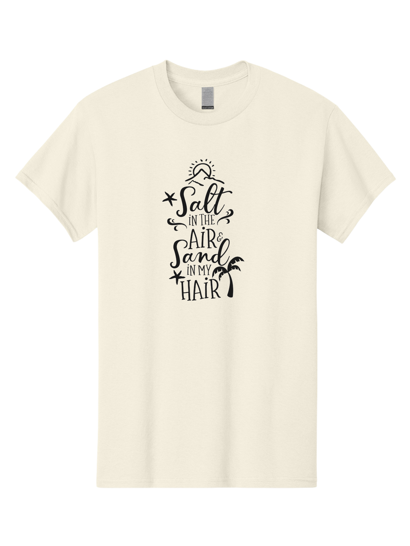 Salt-In-The-Air-Sand-In-My-Hair Men'S Graphic Tee, 100% Cotton, Comfortable Casual Summer Wear, Machine Washable, Beach Quote, Coastal Vibe, Ocean Breeze, Seaside Charm, Summer Inspiration, Salt In The Air & Sand In My Hair, Beachy Feel, Aad133 25