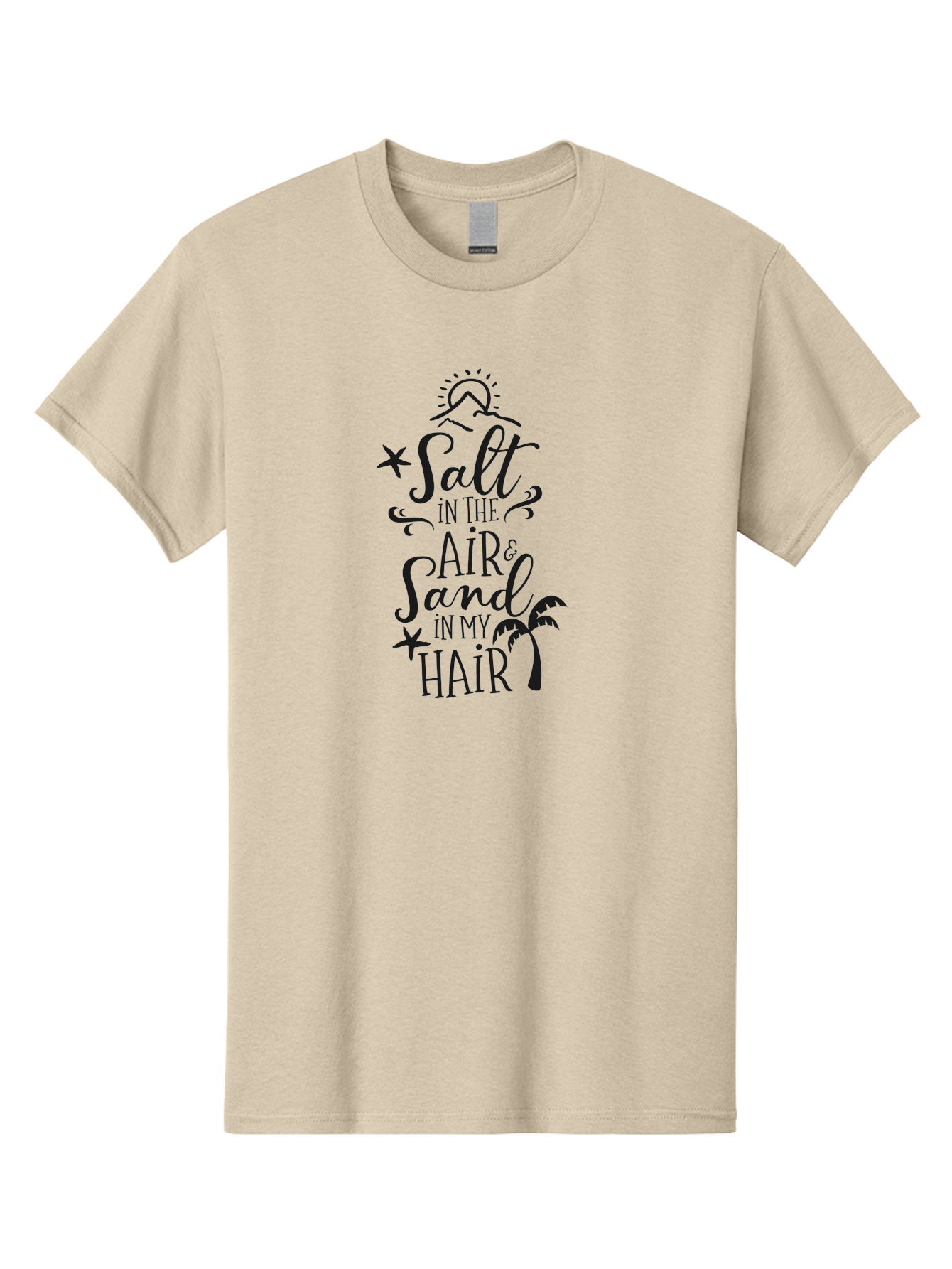 Salt-In-The-Air-Sand-In-My-Hair Men'S Graphic Tee, 100% Cotton, Comfortable Casual Summer Wear, Machine Washable, Beach Quote, Coastal Vibe, Ocean Breeze, Seaside Charm, Summer Inspiration, Salt In The Air & Sand In My Hair, Beachy Feel, Aad133 5