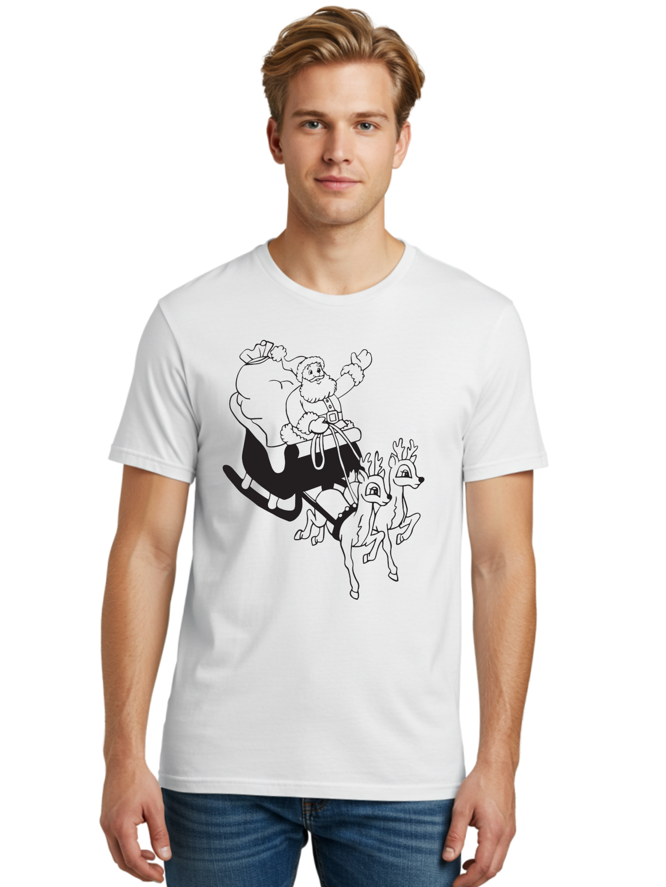 Santa-Claus Men'S Graphic Tee, 100% Cotton, Comfortable Casual Summer Wear, Machine Washable, Santa Claus, Christmas Magic, Festive Holiday, Jolly Old Elf, Reindeer In Flight, Gift Giving Season, Merry Christmas, Holiday Cheer Aad134 10