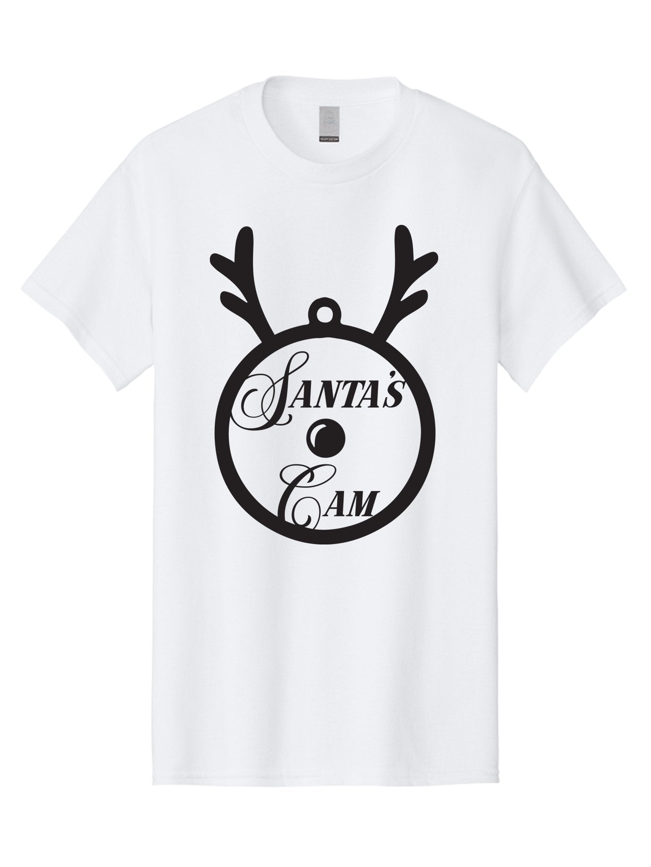 Santa-S-Cam Men'S Graphic Tee, 100% Cotton, Comfortable Casual Summer Wear, Machine Washable, Christmas Decoration, Santa'S Cam, Reindeer Antlers, Festive Design, Holiday Ornaments, Christmas Magic, Winter Wonderland, Holiday Cheer Aad136 9