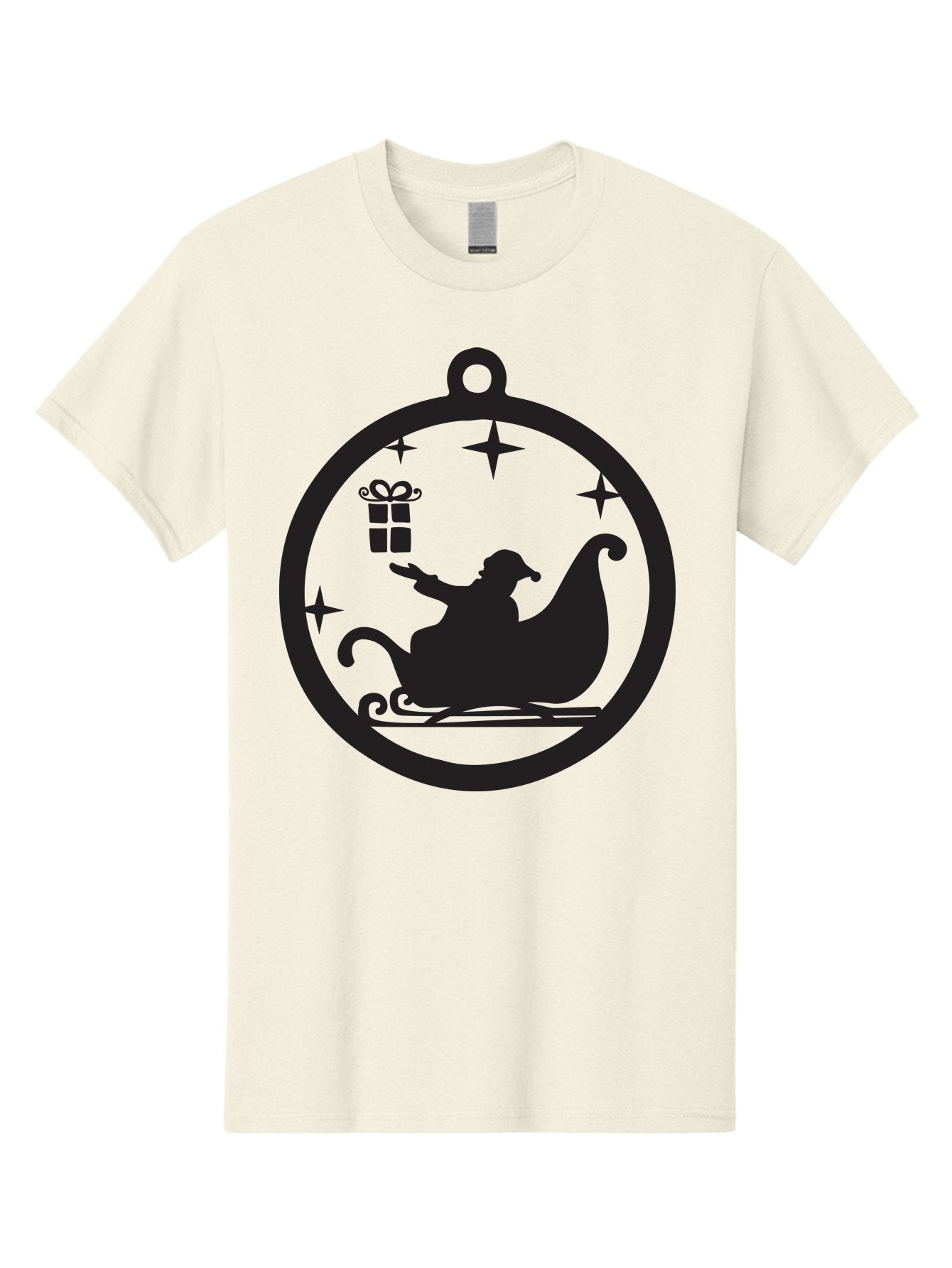 Santa-Sleigh-Ornament-1 Men'S Graphic Tee, 100% Cotton, Comfortable Casual Summer Wear, Machine Washable, Santa Claus, Christmas Gift, Sleigh Ride, Festive Holiday, Winter Wonderland, Gift Giving, Christmas Magic, Holiday Cheer Aad137 3