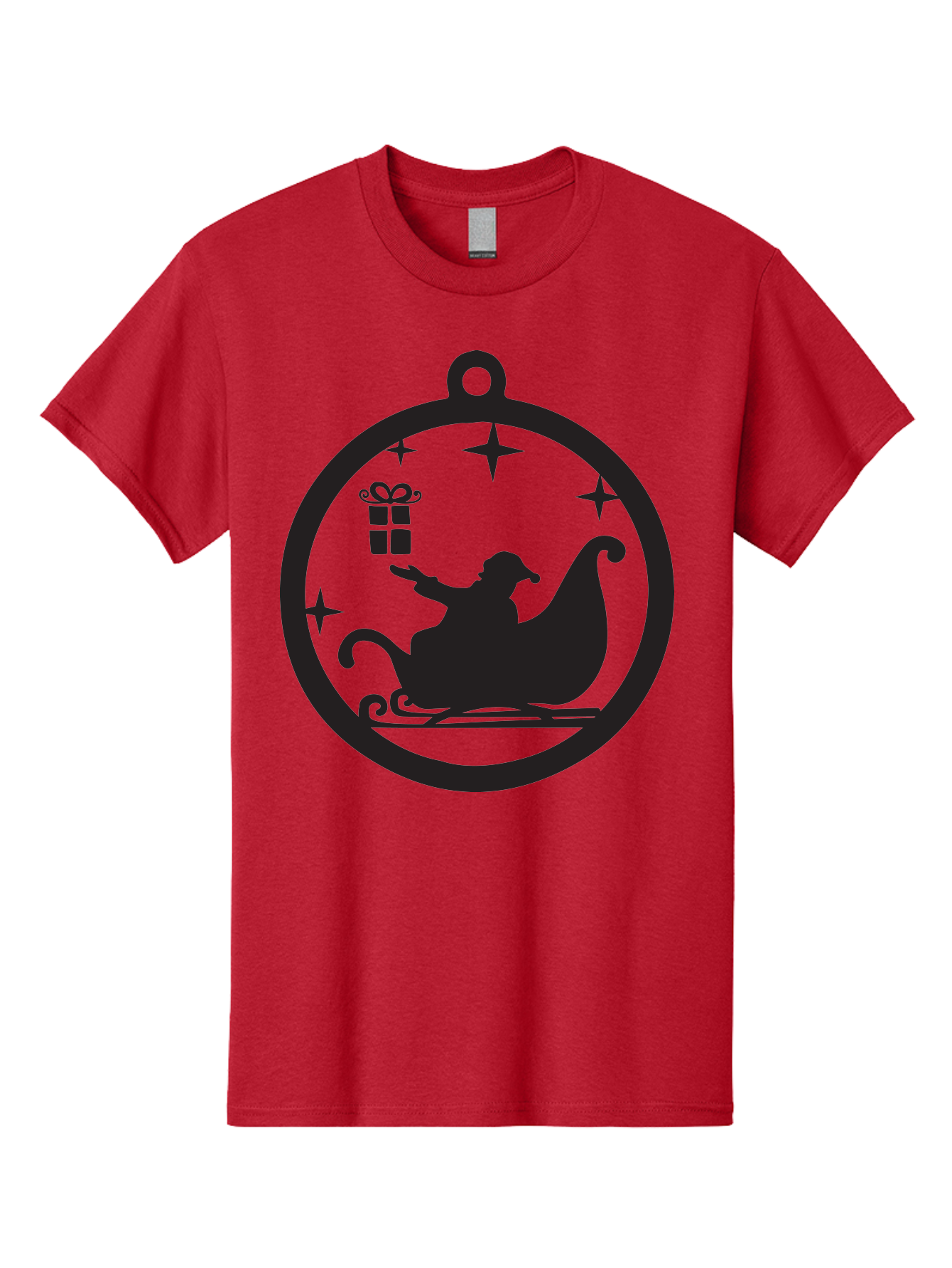 Santa-Sleigh-Ornament-1 Men'S Graphic Tee, 100% Cotton, Comfortable Casual Summer Wear, Machine Washable, Santa Claus, Christmas Gift, Sleigh Ride, Festive Holiday, Winter Wonderland, Gift Giving, Christmas Magic, Holiday Cheer Aad137 3