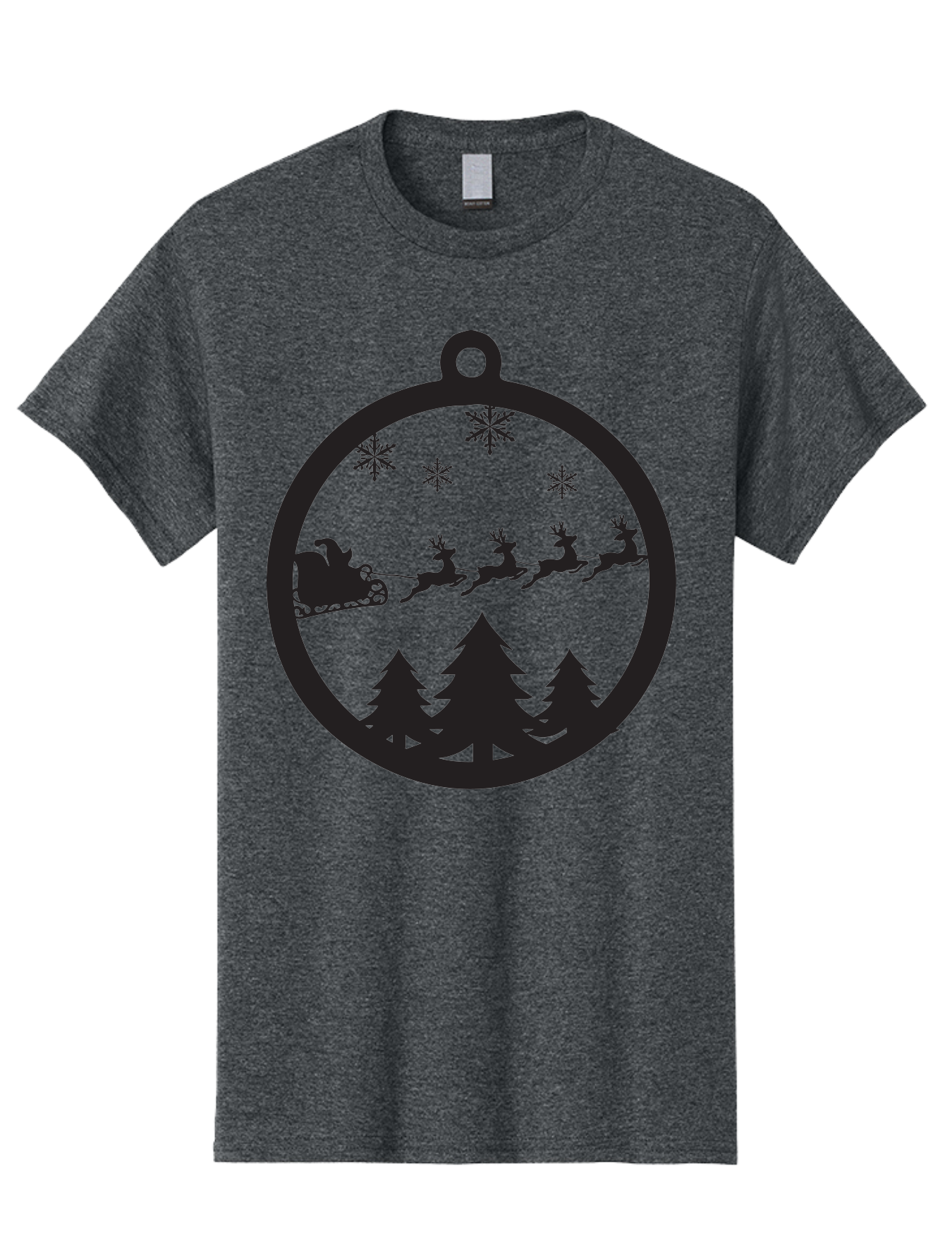 Santa-Sleigh-Silhouette Men'S Graphic Tee, 100% Cotton, Comfortable Casual Summer Wear, Machine Washable, Sleigh, Santa Claus, Reindeer, Snowy Night, Festive Trees, Holiday Decoration, Christmas Ornament, Winter Scene, Festive Atmosphere, Aad139 27