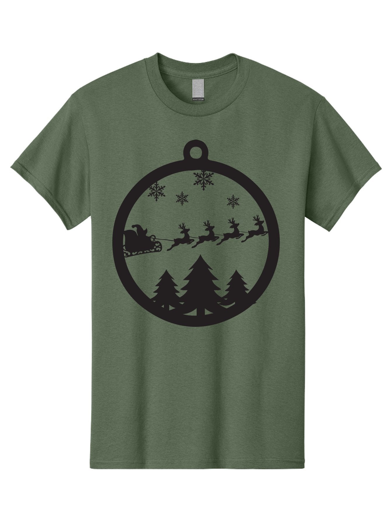 Santa-Sleigh-Silhouette Men'S Graphic Tee, 100% Cotton, Comfortable Casual Summer Wear, Machine Washable, Sleigh, Santa Claus, Reindeer, Snowy Night, Festive Trees, Holiday Decoration, Christmas Ornament, Winter Scene, Festive Atmosphere, Aad139 14