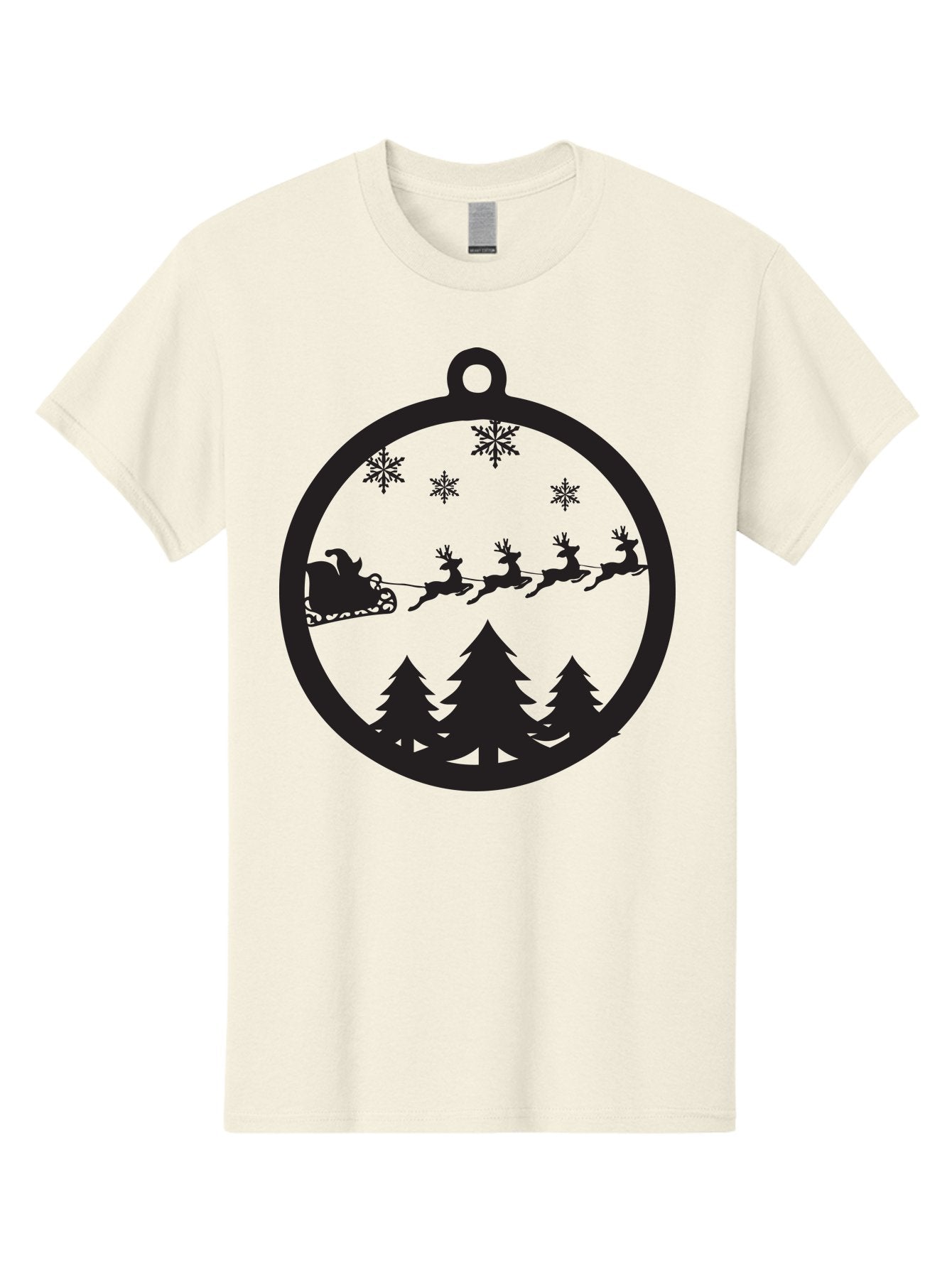 Santa-Sleigh-Silhouette Men'S Graphic Tee, 100% Cotton, Comfortable Casual Summer Wear, Machine Washable, Sleigh, Santa Claus, Reindeer, Snowy Night, Festive Trees, Holiday Decoration, Christmas Ornament, Winter Scene, Festive Atmosphere, Aad139 15
