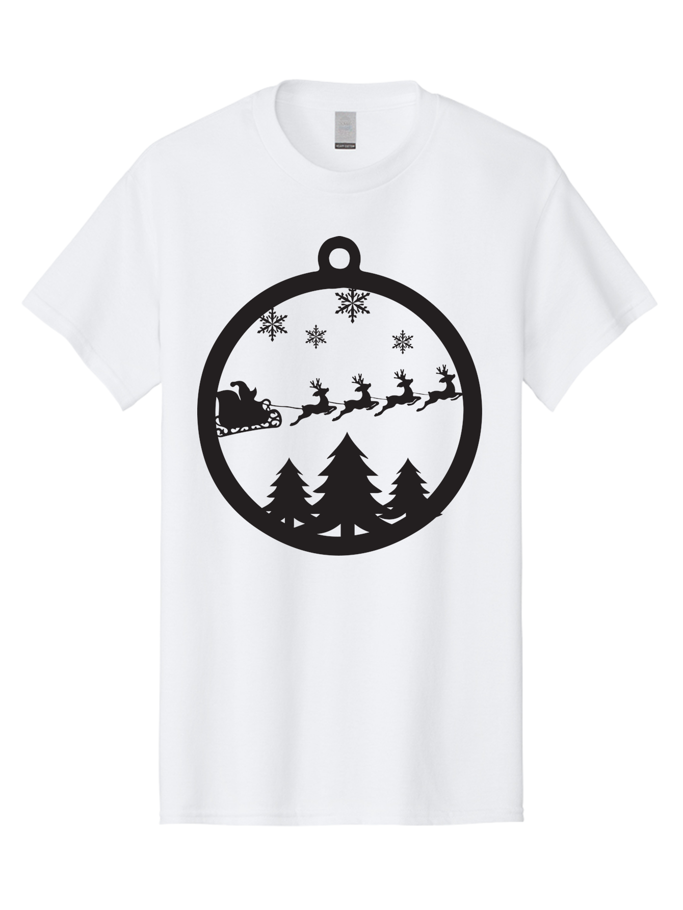 Santa-Sleigh-Silhouette Men'S Graphic Tee, 100% Cotton, Comfortable Casual Summer Wear, Machine Washable, Sleigh, Santa Claus, Reindeer, Snowy Night, Festive Trees, Holiday Decoration, Christmas Ornament, Winter Scene, Festive Atmosphere, Aad139 17