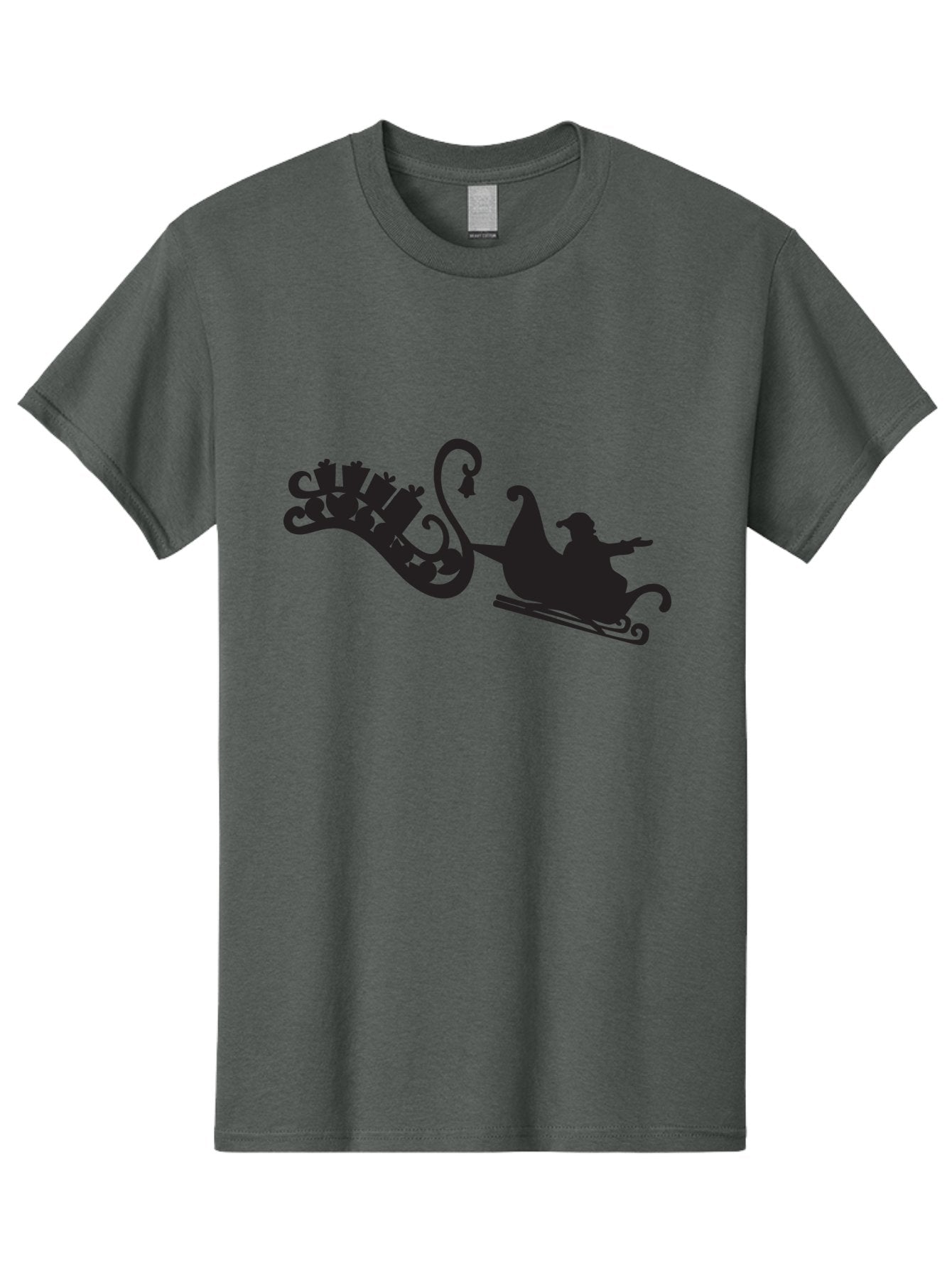 Santa-Sleigh Men'S Graphic Tee, 100% Cotton, Comfortable Casual Summer Wear, Machine Washable, Sleigh Silhouette, Santa Claus, Christmas Gifts, Festive Season, Holiday Cheer, Winter Wonderland, Jolly Old Elf, Gift Giving, Christmas Magic, Aad140 5
